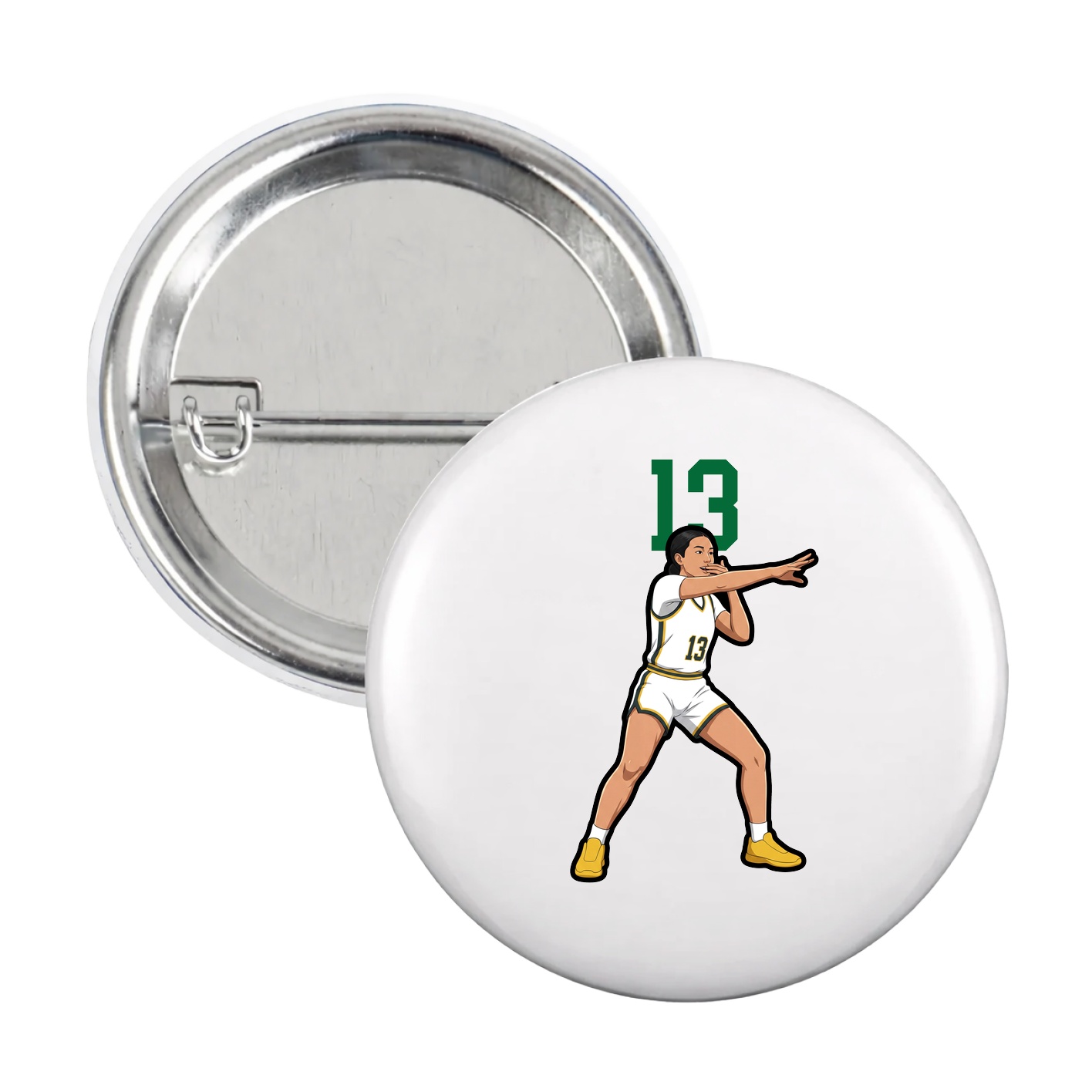 Game Day Button — Number Top in White