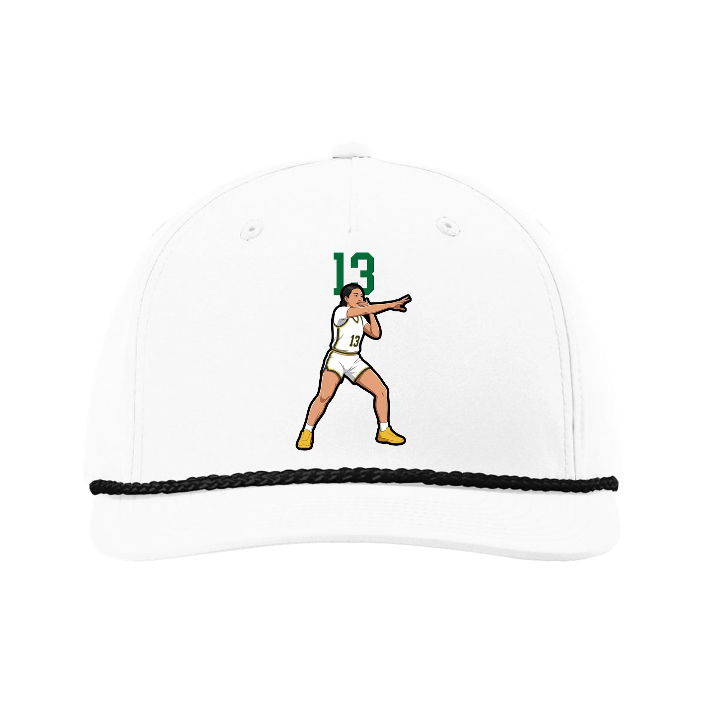 Five-Panel Classic Rope Cap — Number Top in White