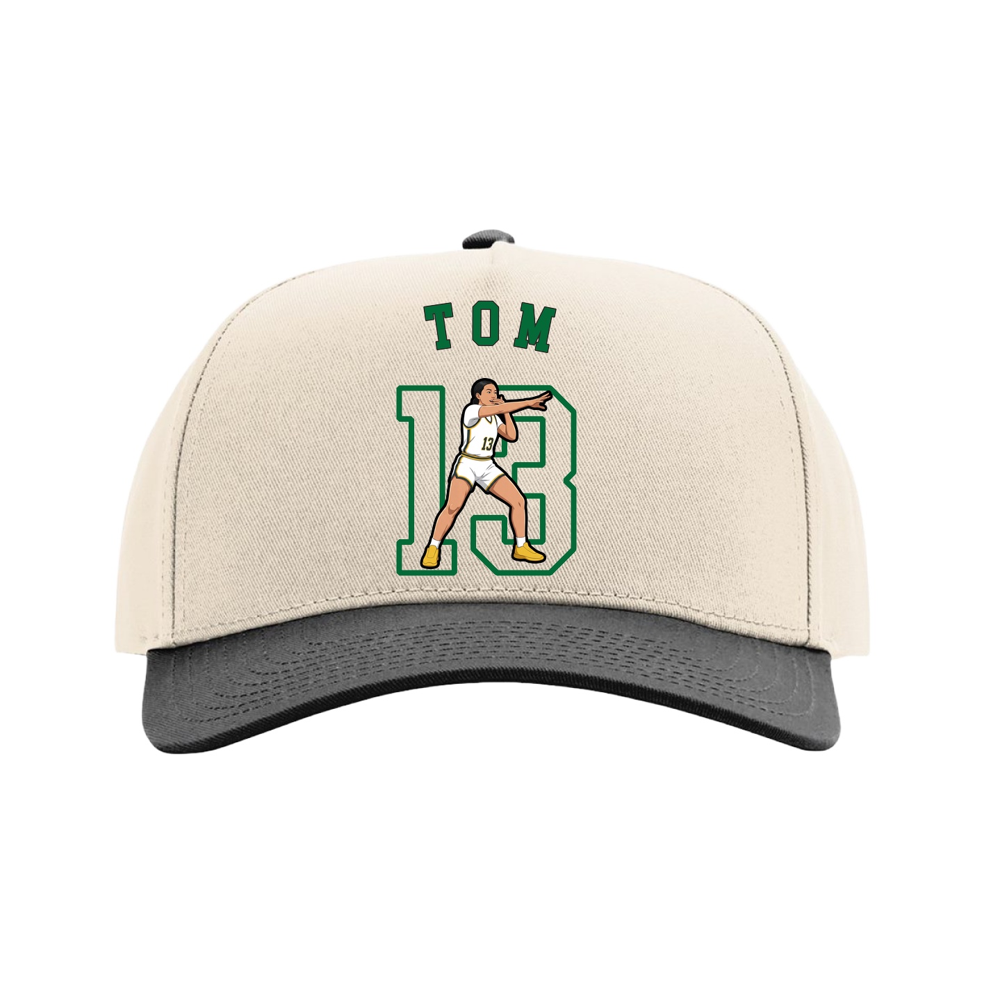 Full Fabric Five-Panel Champ Cap — Shirsey Arch in Cream/Black
