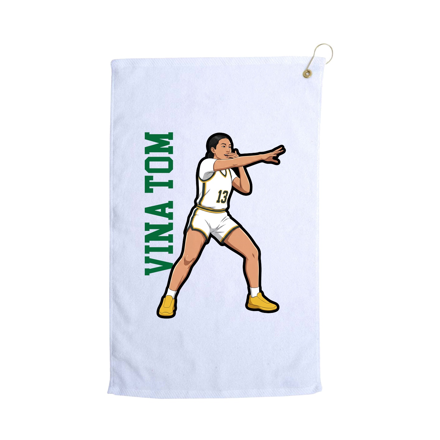 Golf Towel — Name Vertical in White
