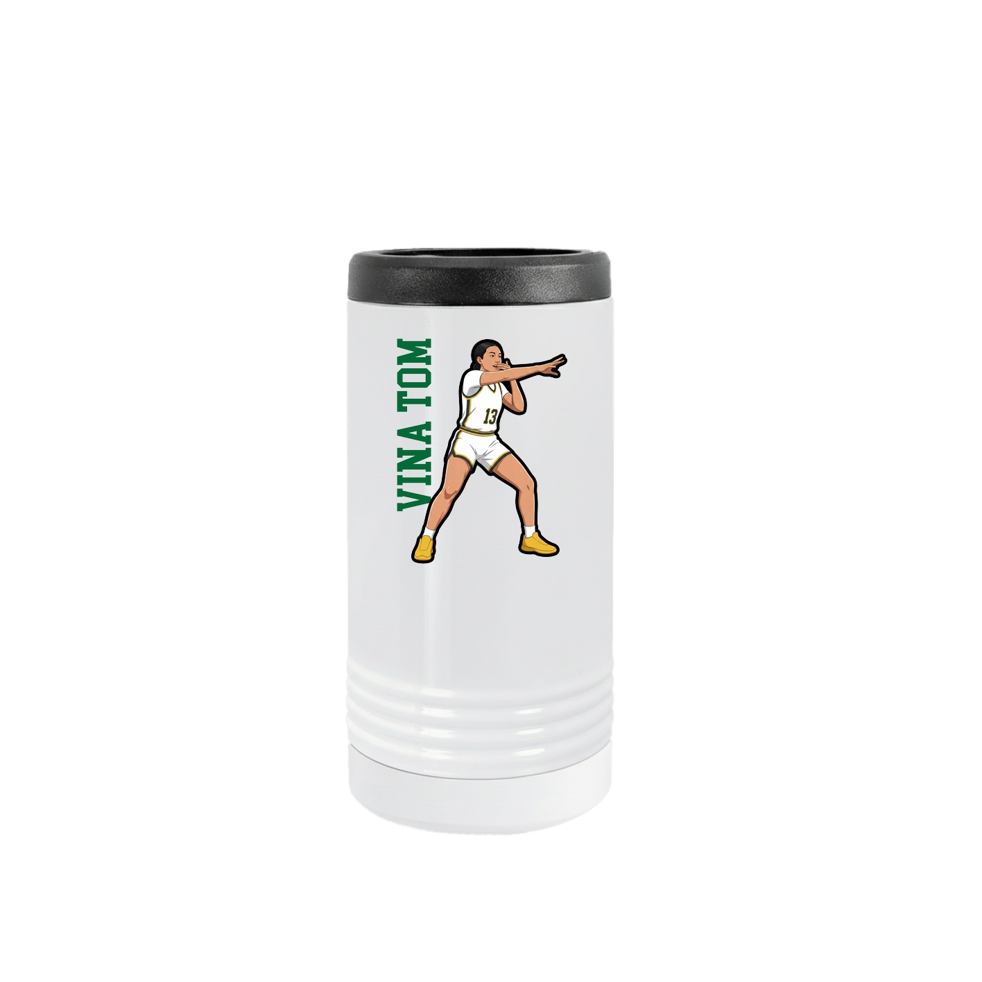 Slim Beverage Holder — Name Vertical in White