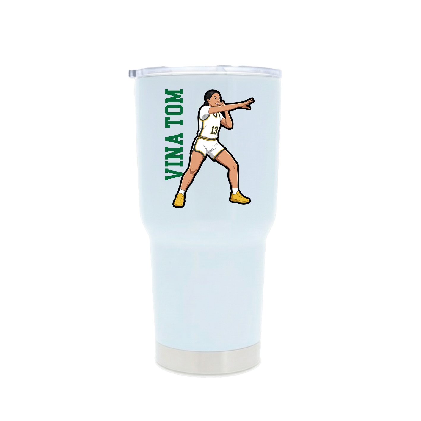 30oz Stainless Steel Tumbler — Name Vertical in White