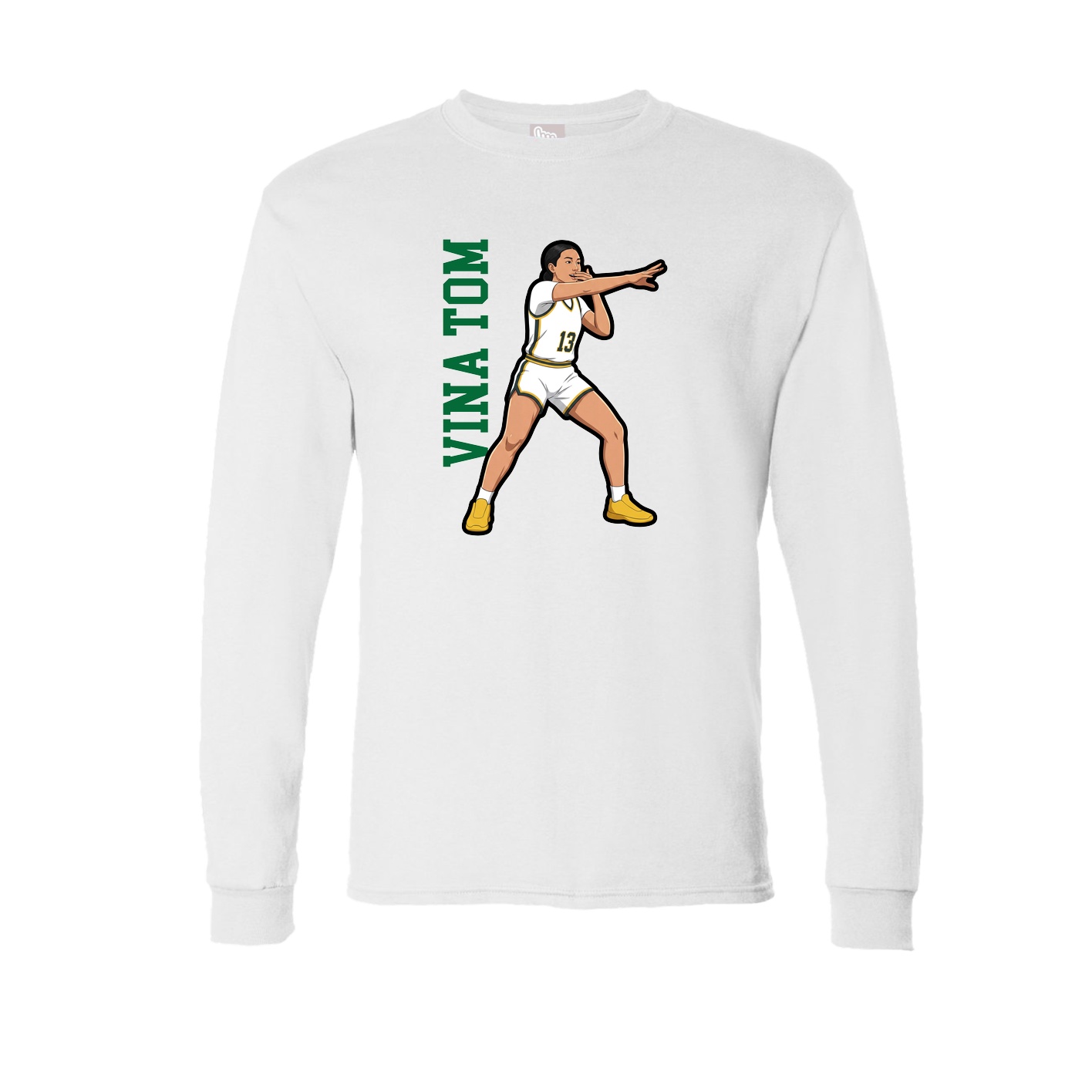 Long Sleeve Tee — Name Vertical in White