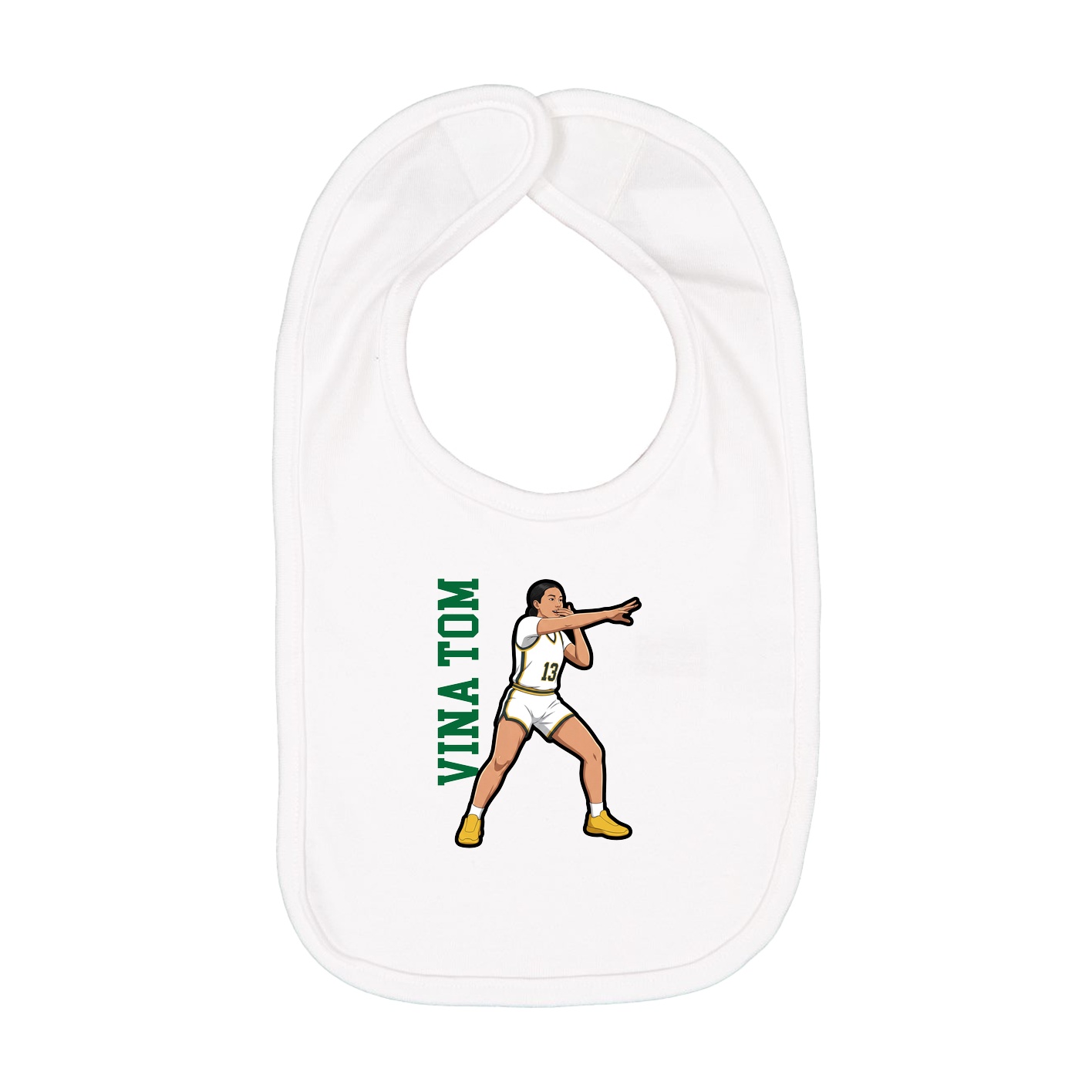 Infant Bib — Name Vertical in White