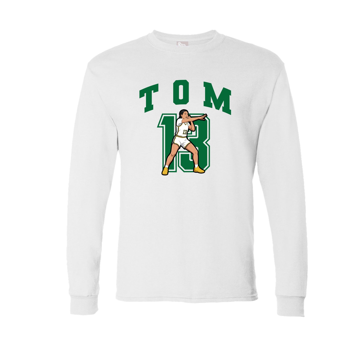 Long Sleeve Tee — Number in White