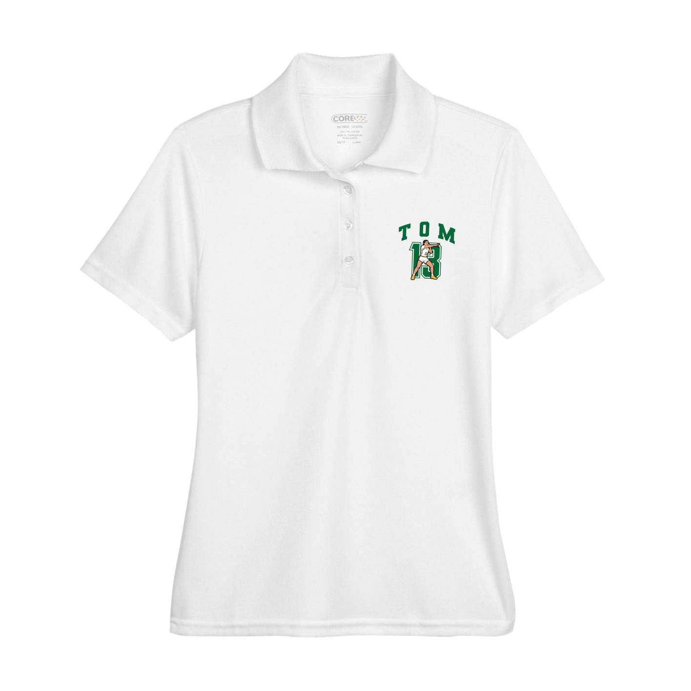 Womens Performance Polo — Number in White
