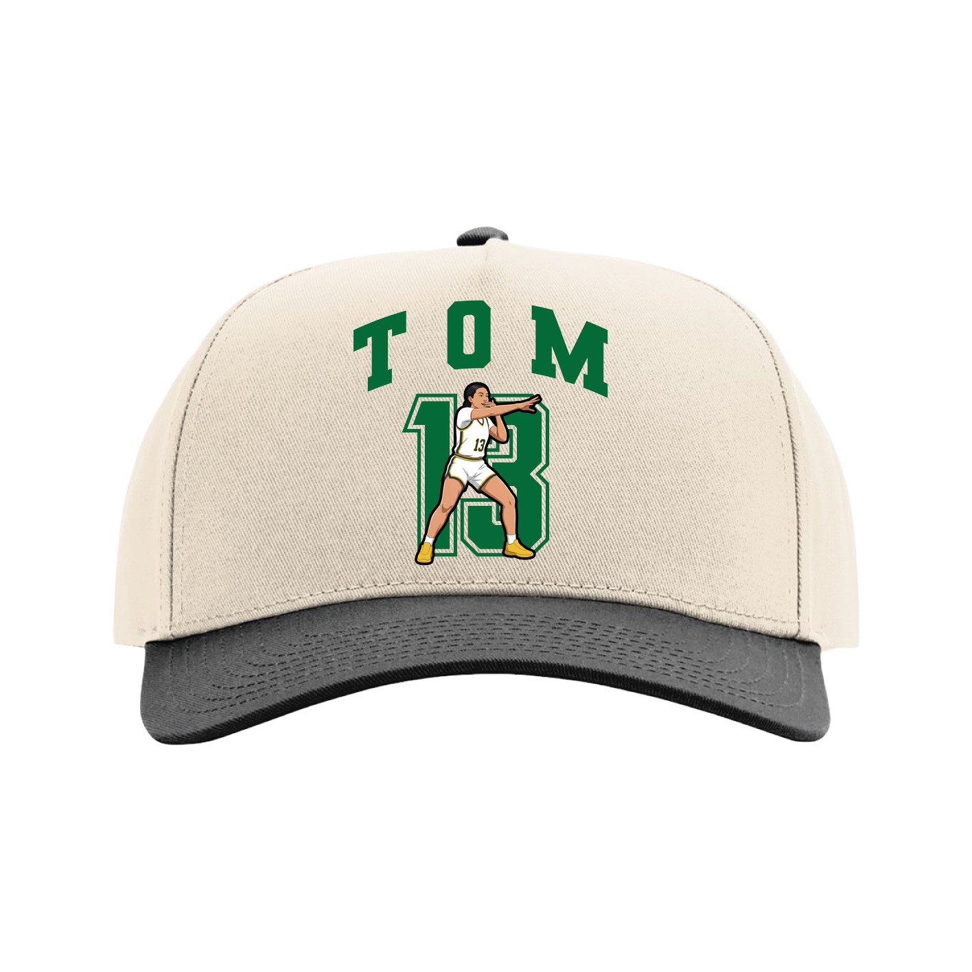 Full Fabric Five-Panel Champ Cap — Number in Cream/Black