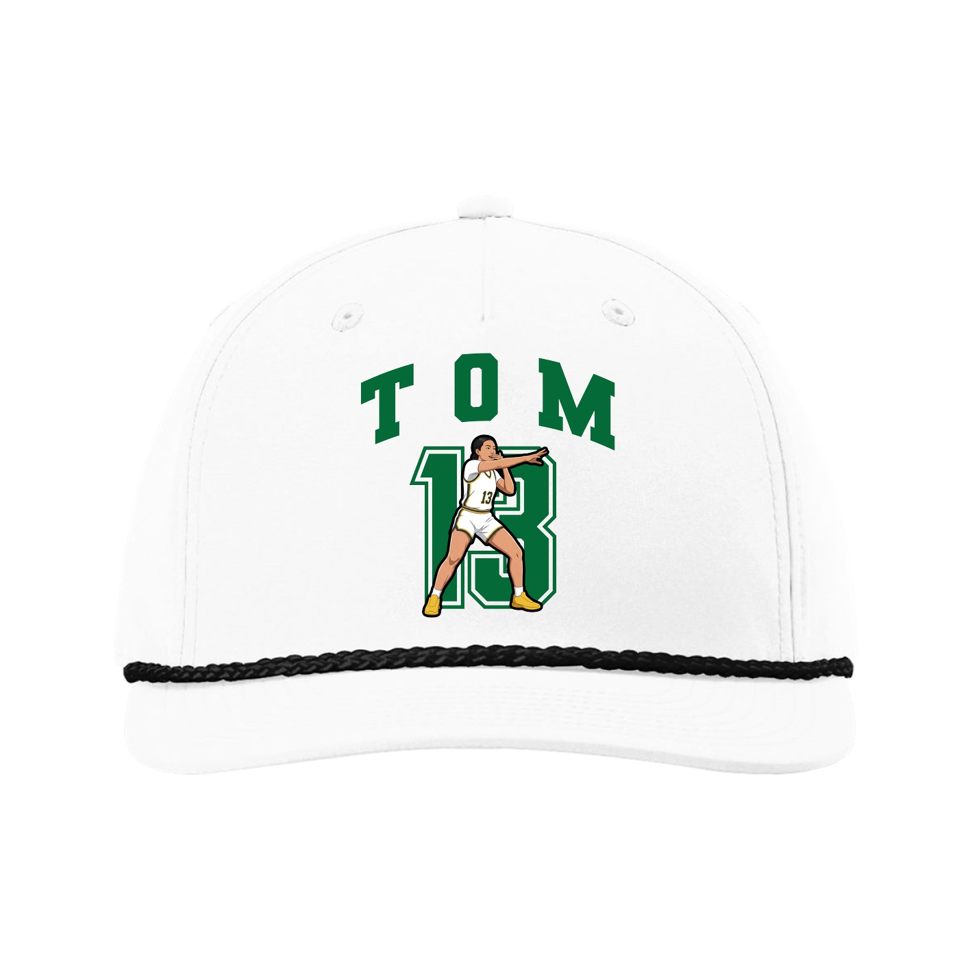 Five-Panel Classic Rope Cap — Number in White