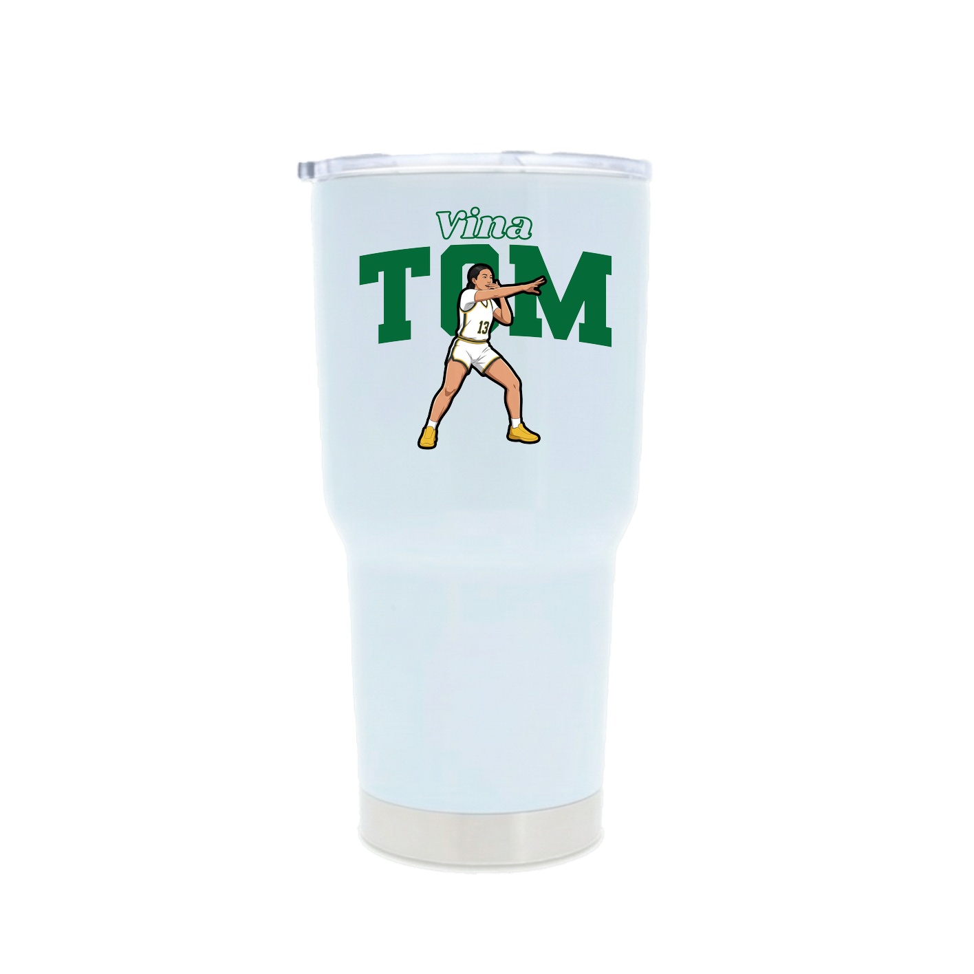 30oz Stainless Steel Tumbler — Name Arch in White