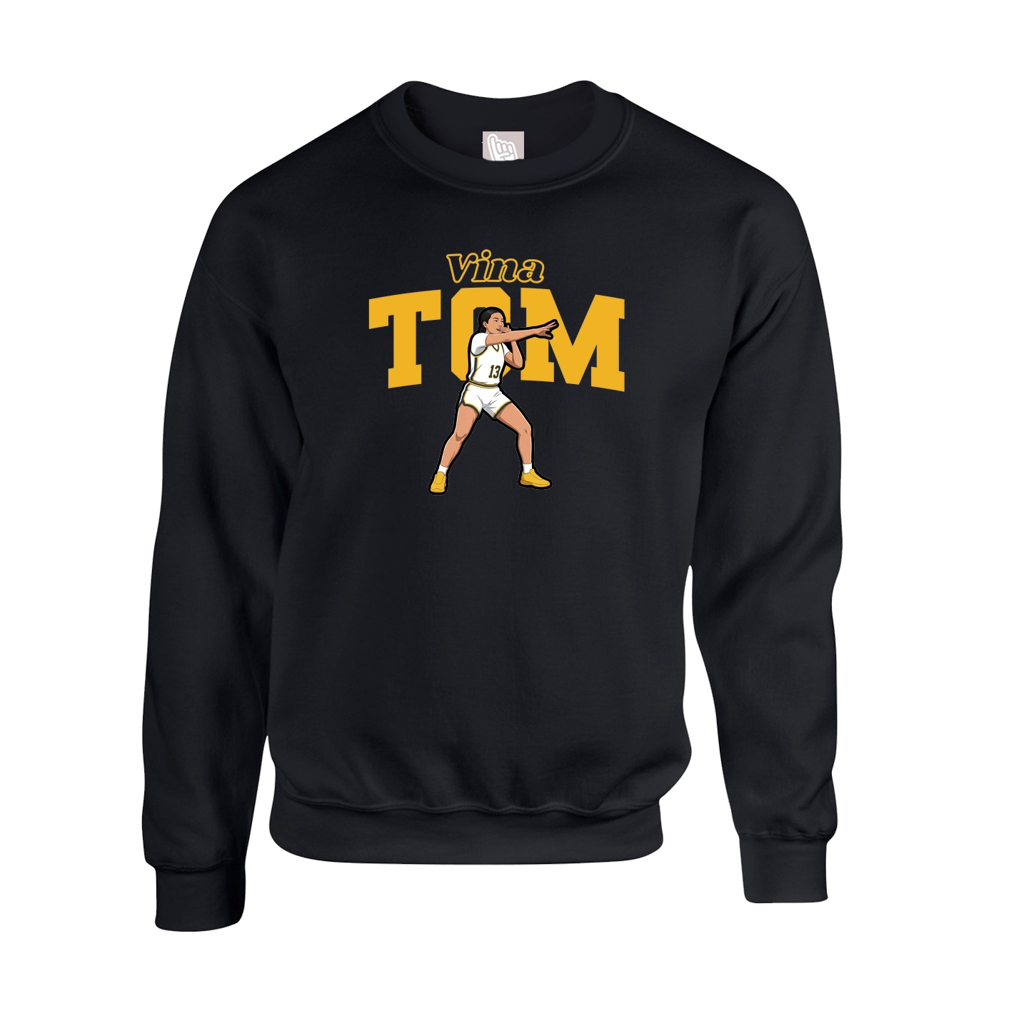 Fleece Crew — Name Arch in Black
