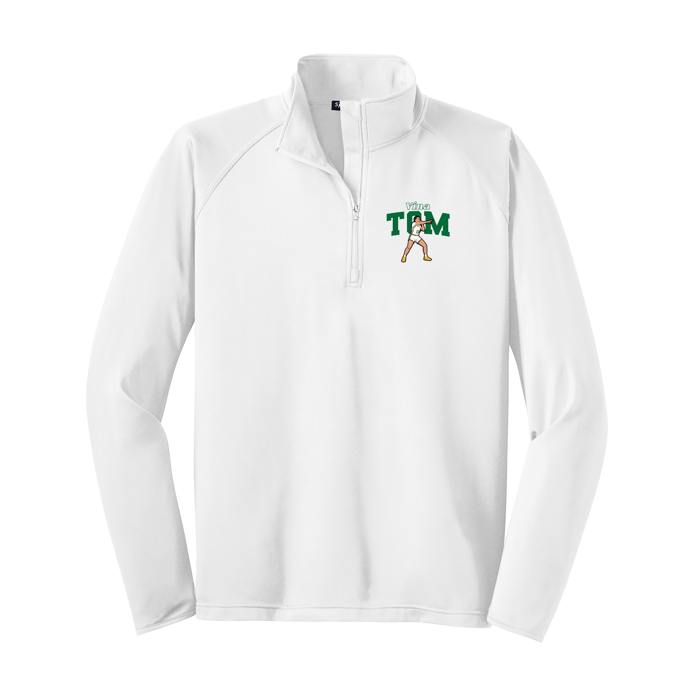 Q-Zip Pullover — Name Arch in White