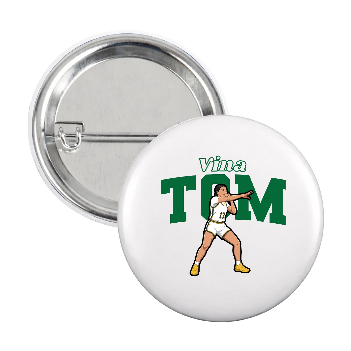 Game Day Button — Name Arch in White