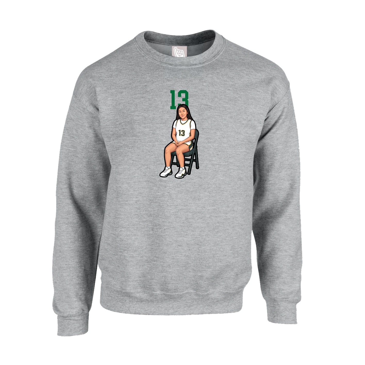 Fleece Crew — Number Top in Grey