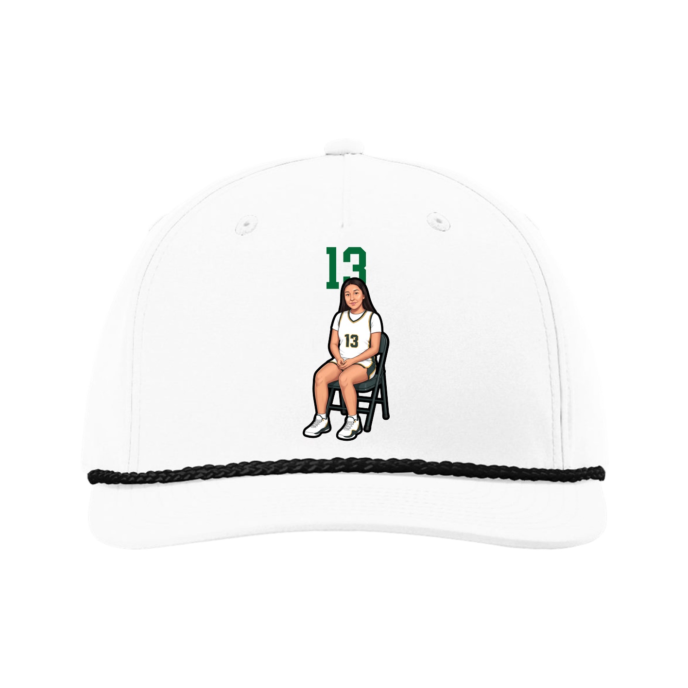 Five-Panel Classic Rope Cap — Number Top in White