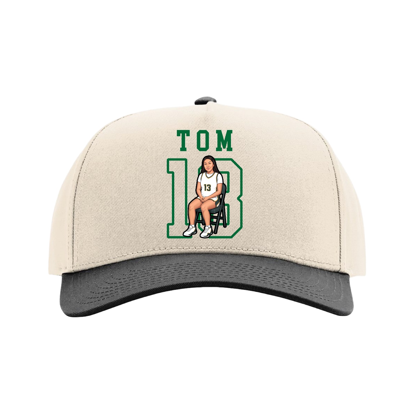 Full Fabric Five-Panel Champ Cap — Shirsey in Cream/Black