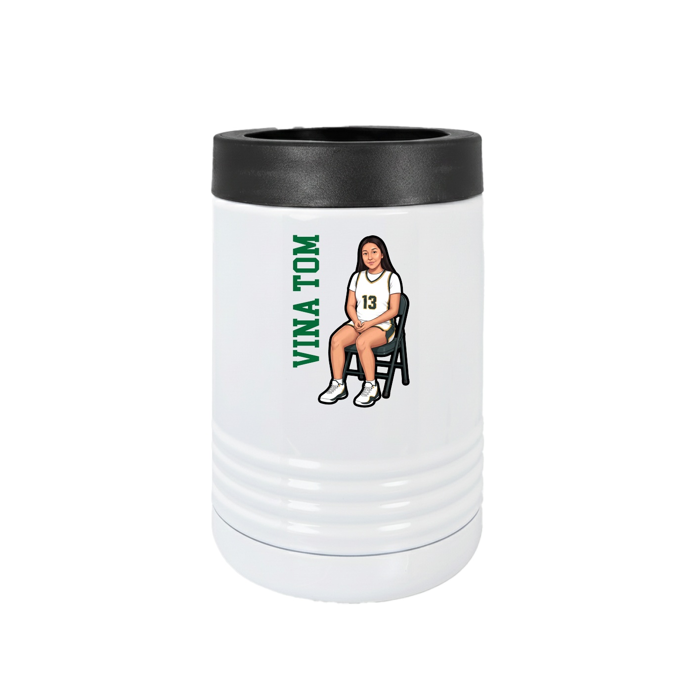 Beverage Holder — Name Vertical in White