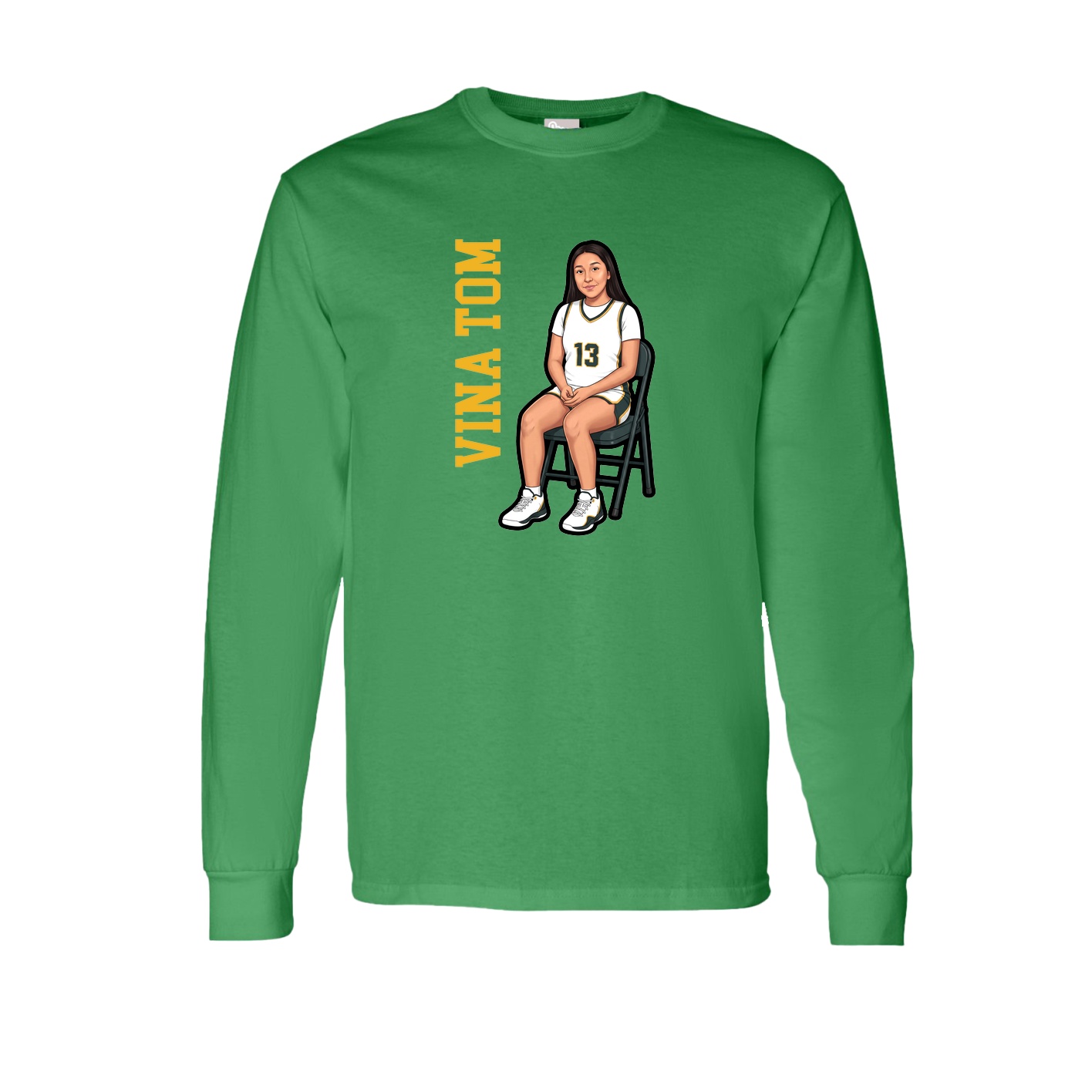 Long Sleeve Tee — Name Vertical in Green