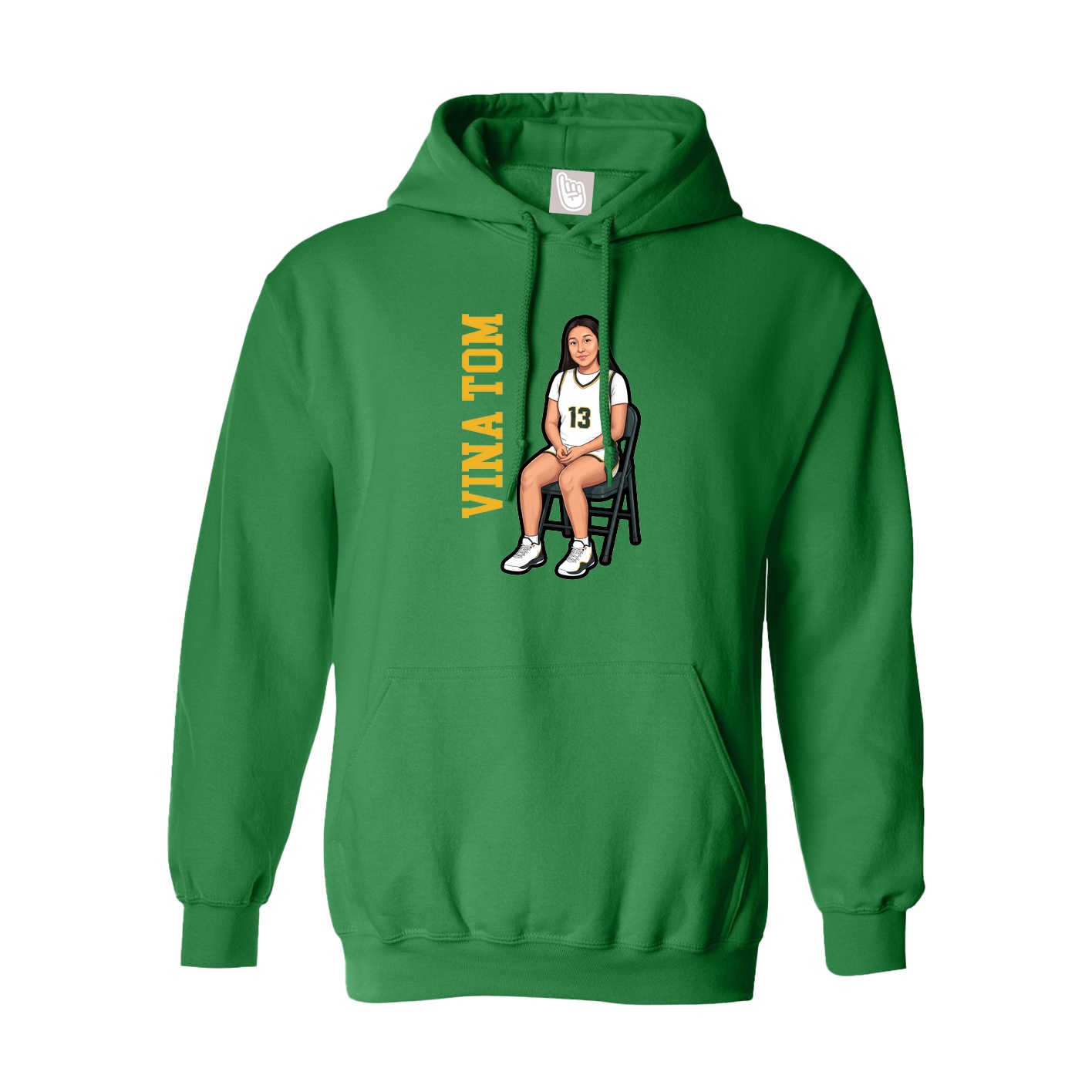 Hoodie — Name Vertical in Green