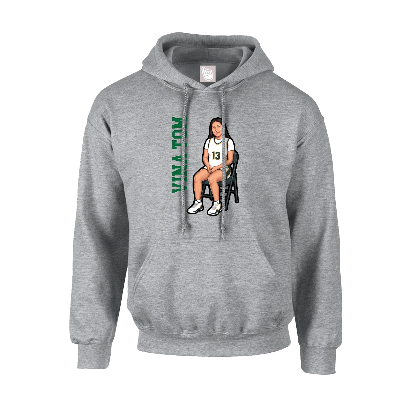 Hoodie — Name Vertical in Grey