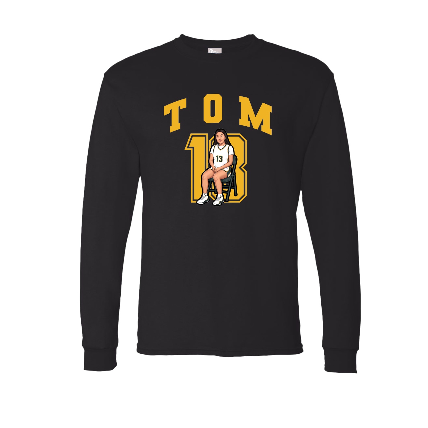 Long Sleeve Tee — Number in Black