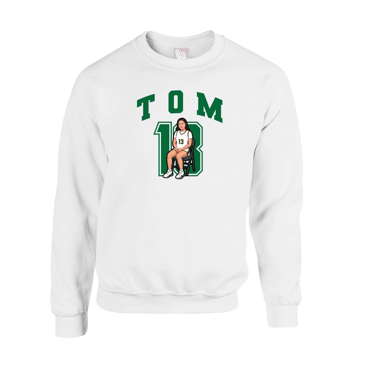 Fleece Crew — Number in White