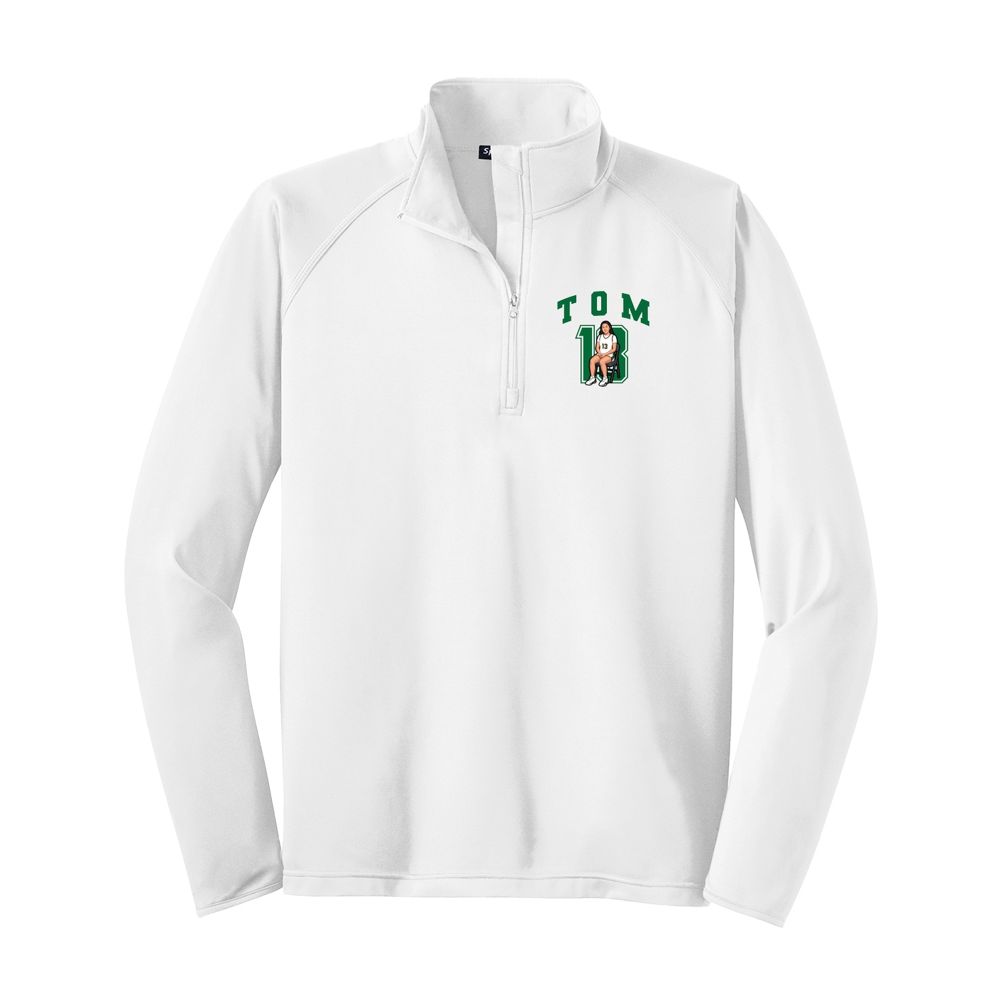 Q-Zip Pullover — Number in White
