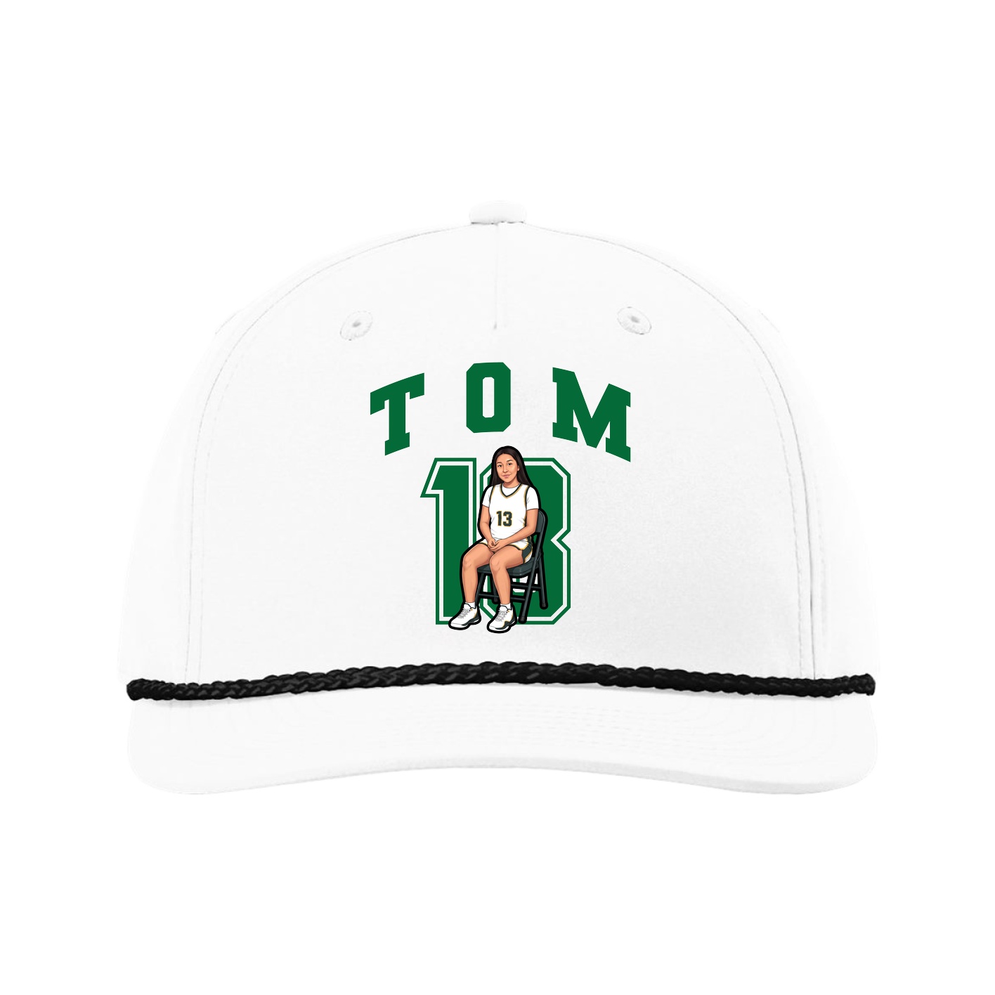 Five-Panel Classic Rope Cap — Number in White
