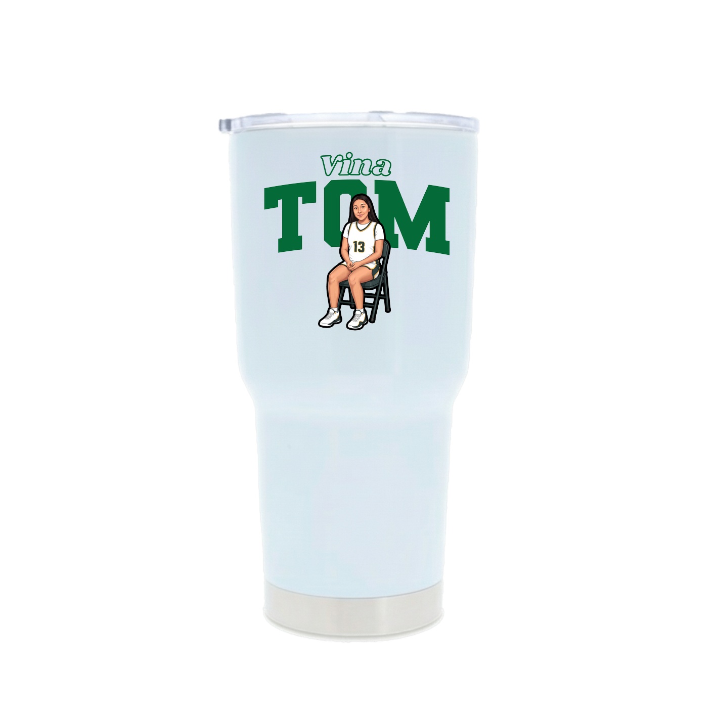 30oz Stainless Steel Tumbler — Name Arch in White