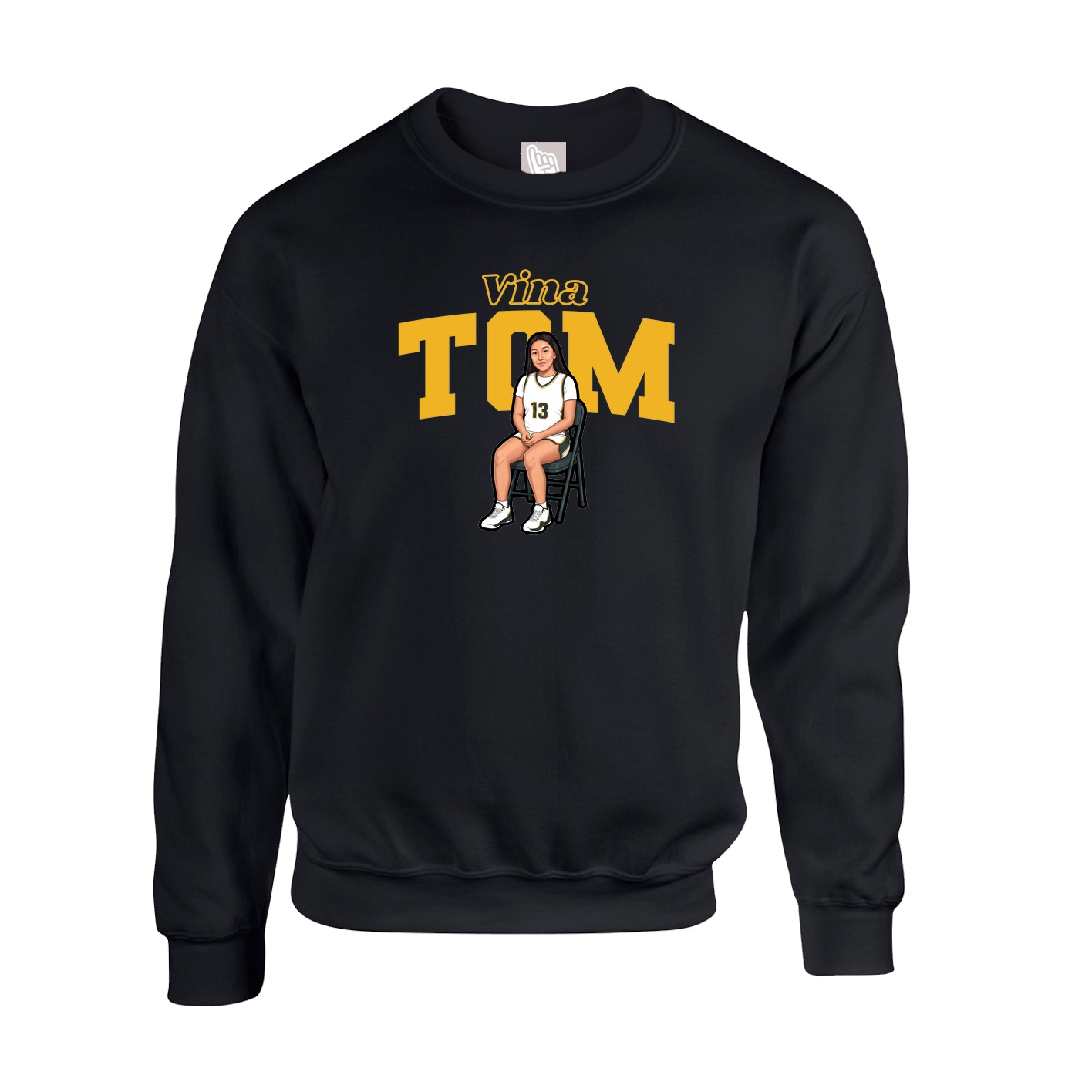 Fleece Crew — Name Arch in Black