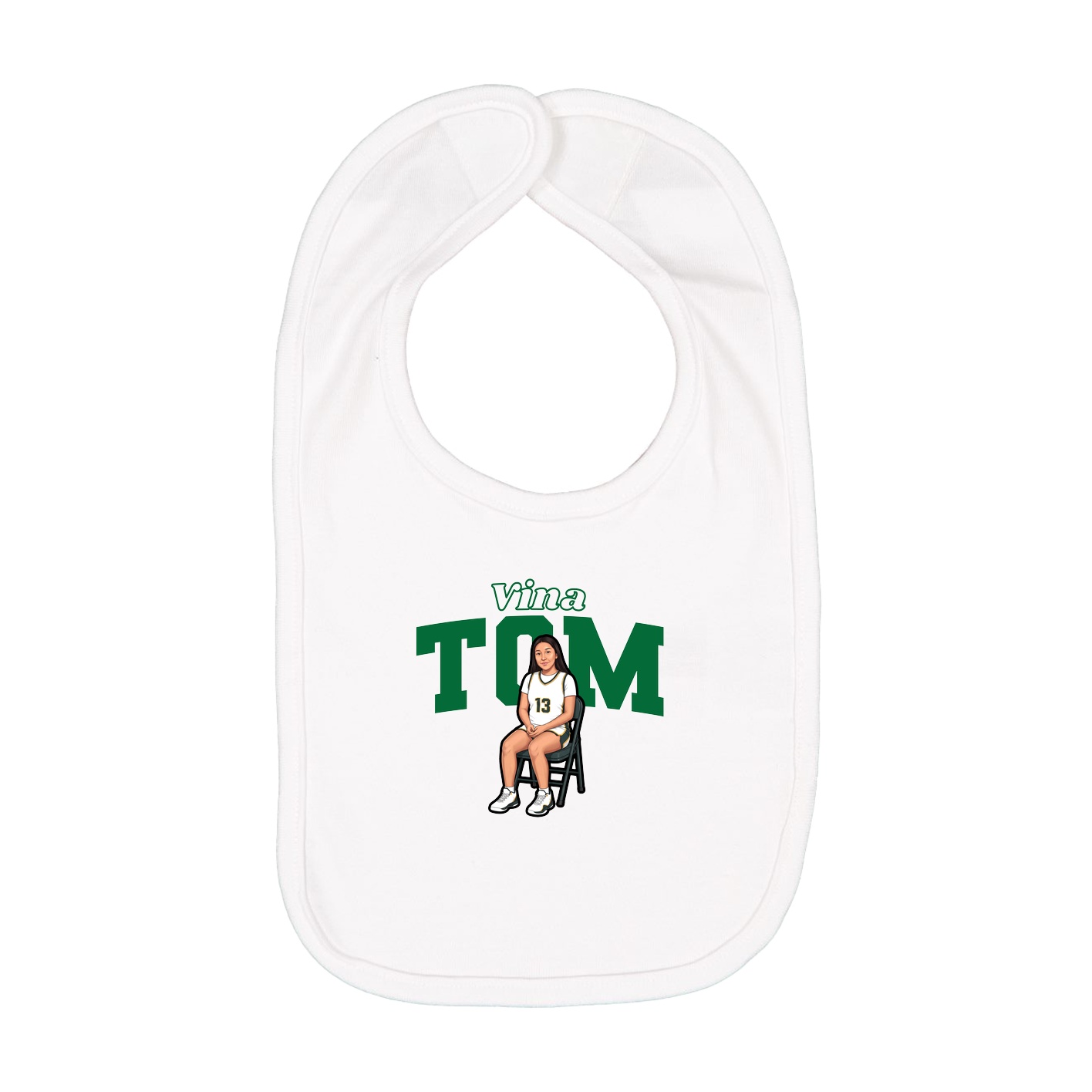 Infant Bib — Name Arch in White
