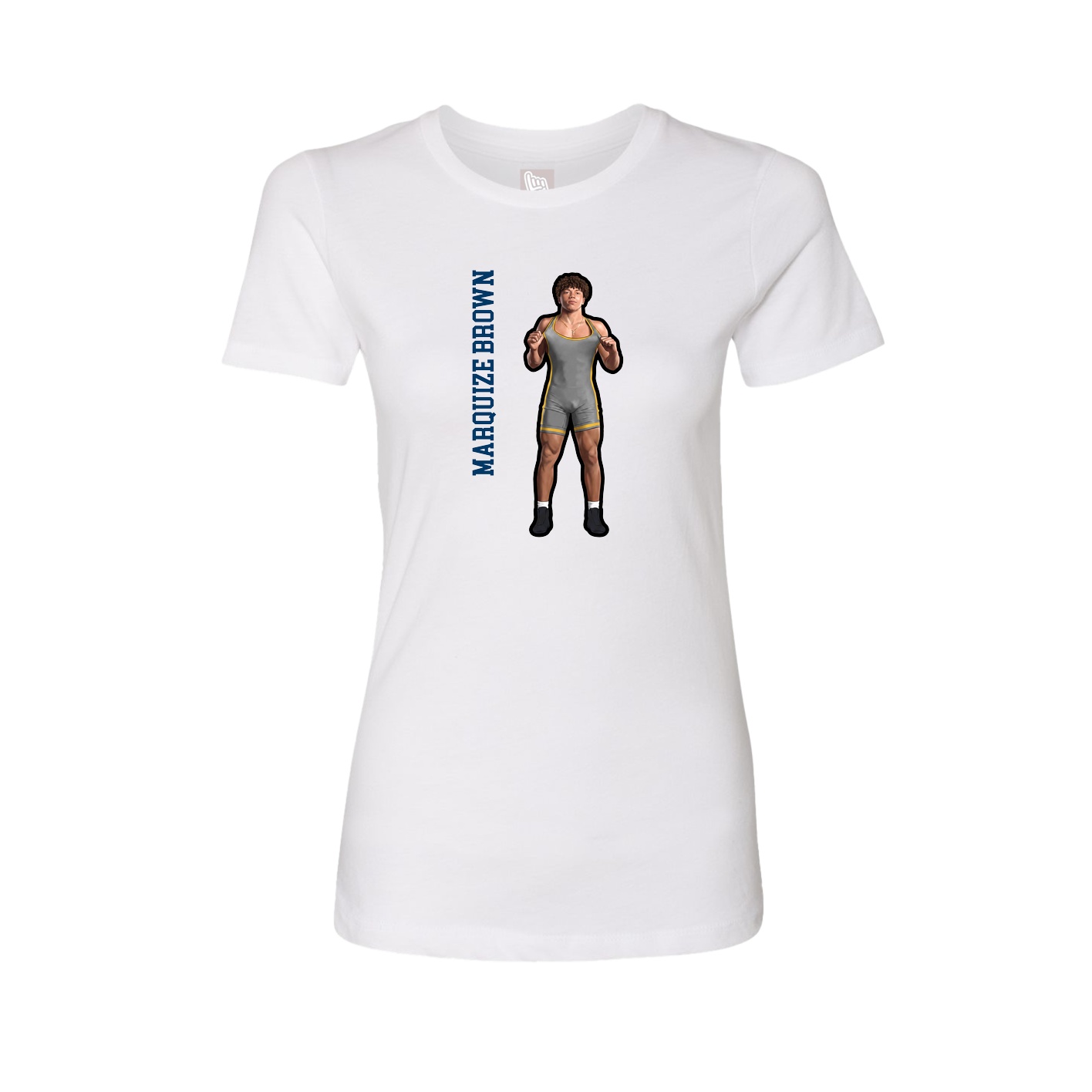 Fitted Women's Tee — Name Vertical in White