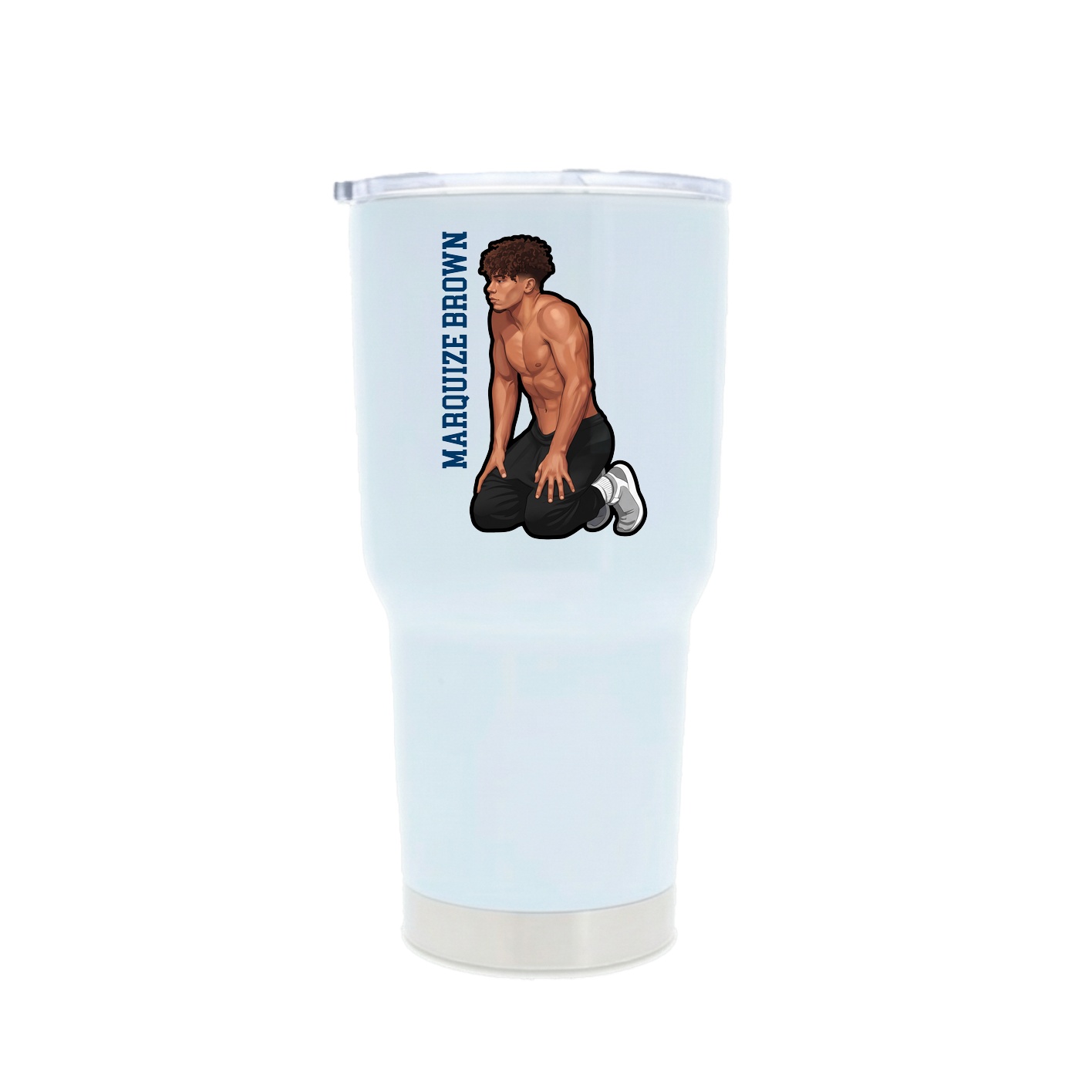 30oz Stainless Steel Tumbler — Name Vertical in White