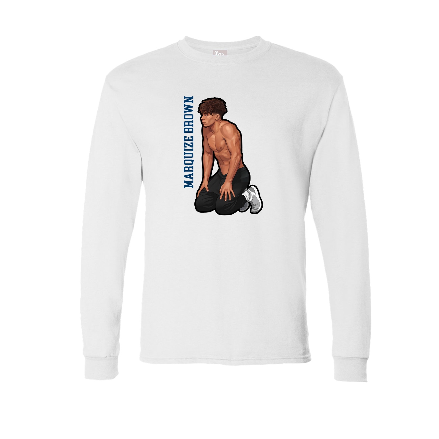 Long Sleeve Tee — Name Vertical in White
