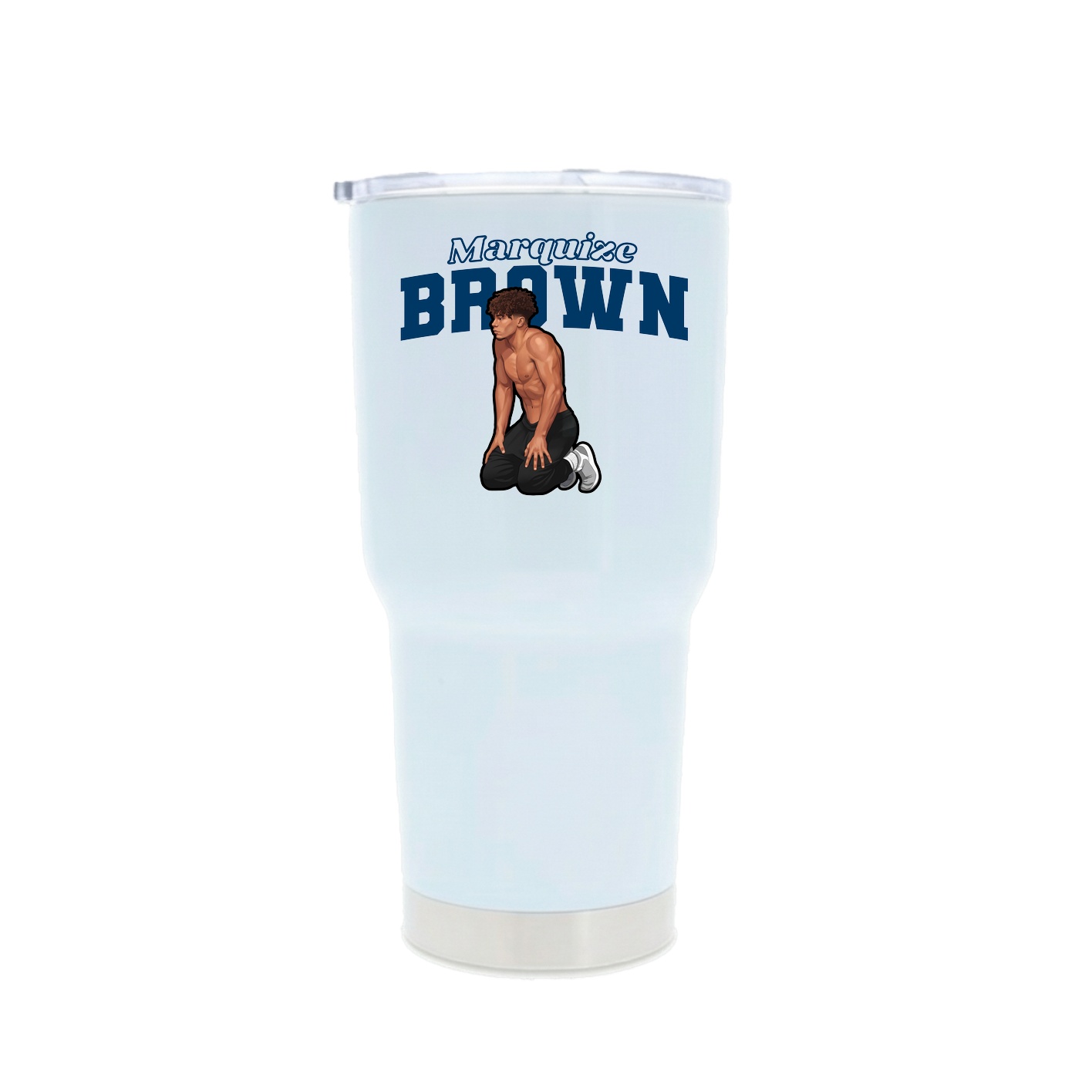 30oz Stainless Steel Tumbler — Name Arch in White