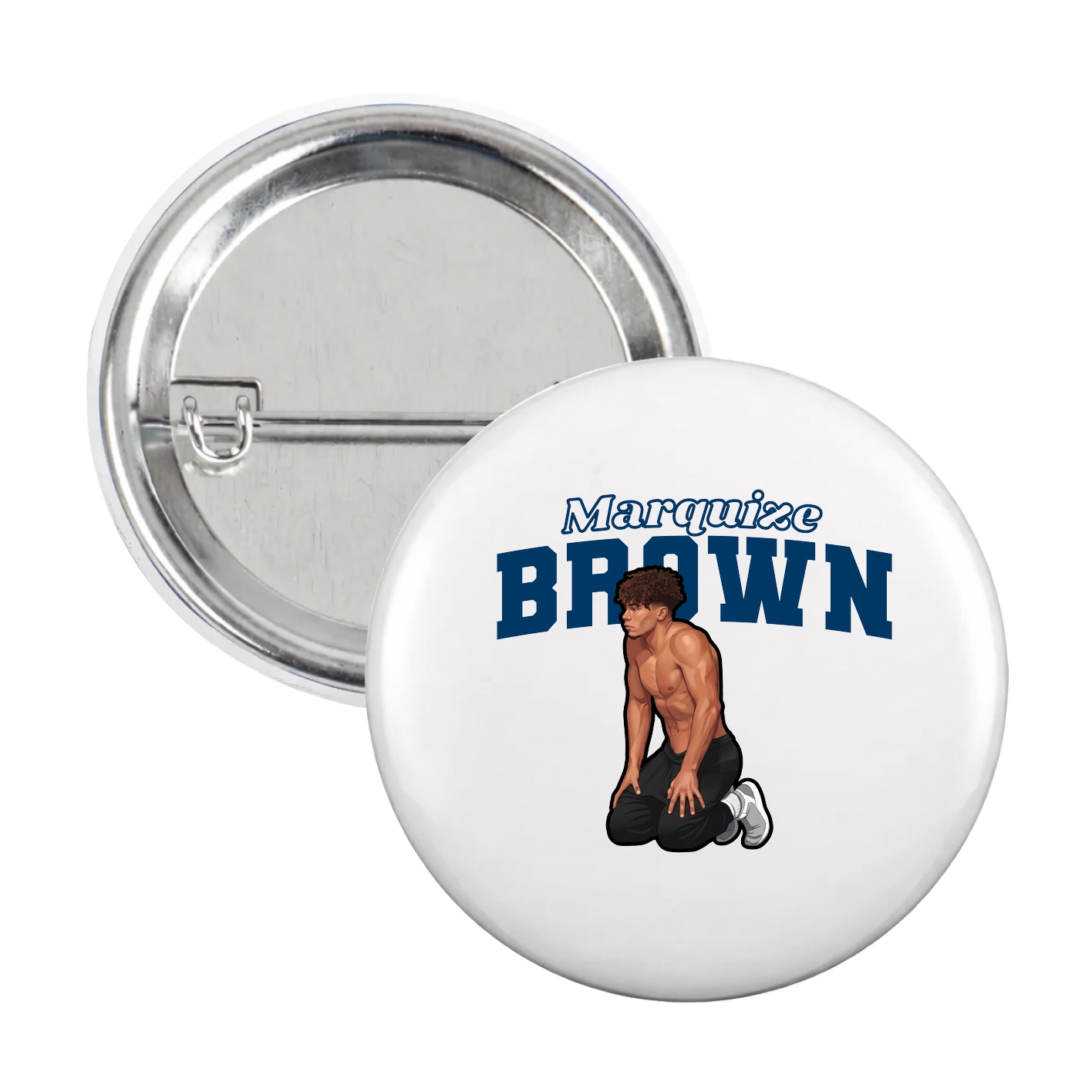 Game Day Button — Name Arch in White