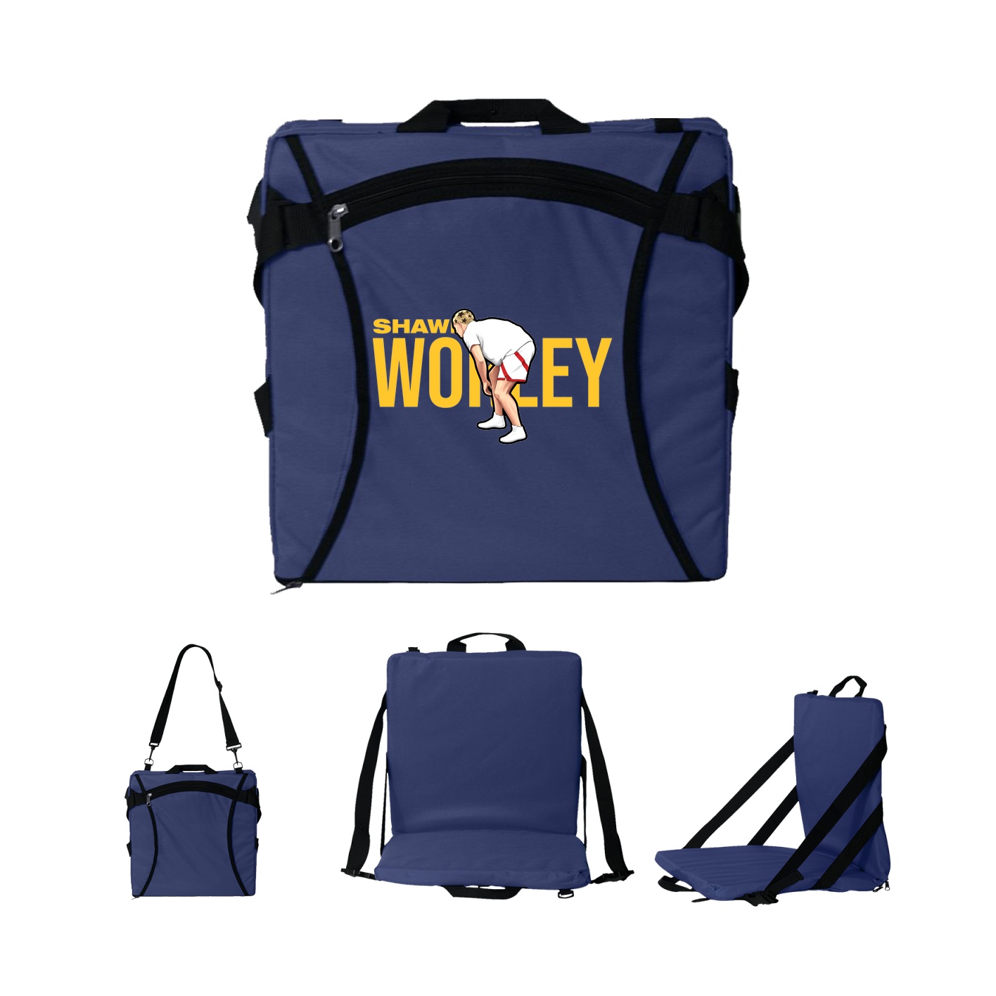Folding Stadium Seat — Player Name in Navy