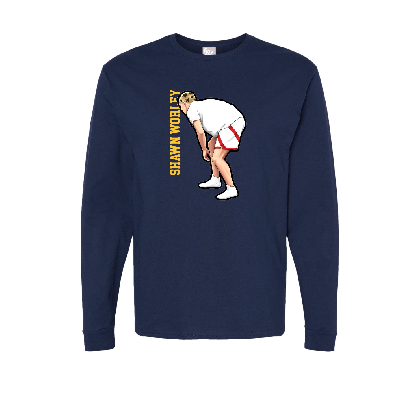 Long Sleeve Tee — Name Vertical in Navy