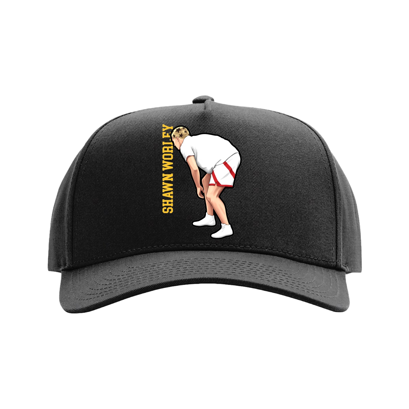 Full Fabric Five-Panel Champ Cap — Name Vertical in Black