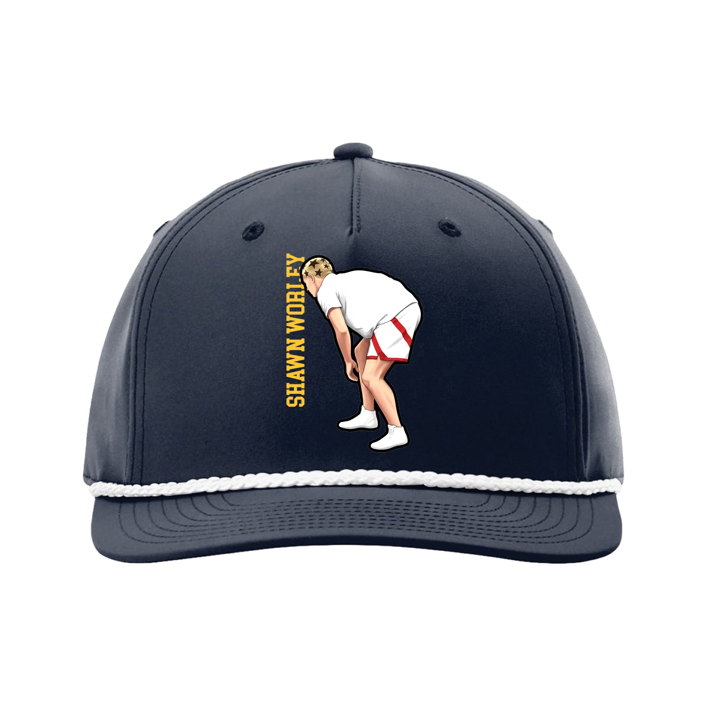 Five-Panel Classic Rope Cap — Name Vertical in Navy
