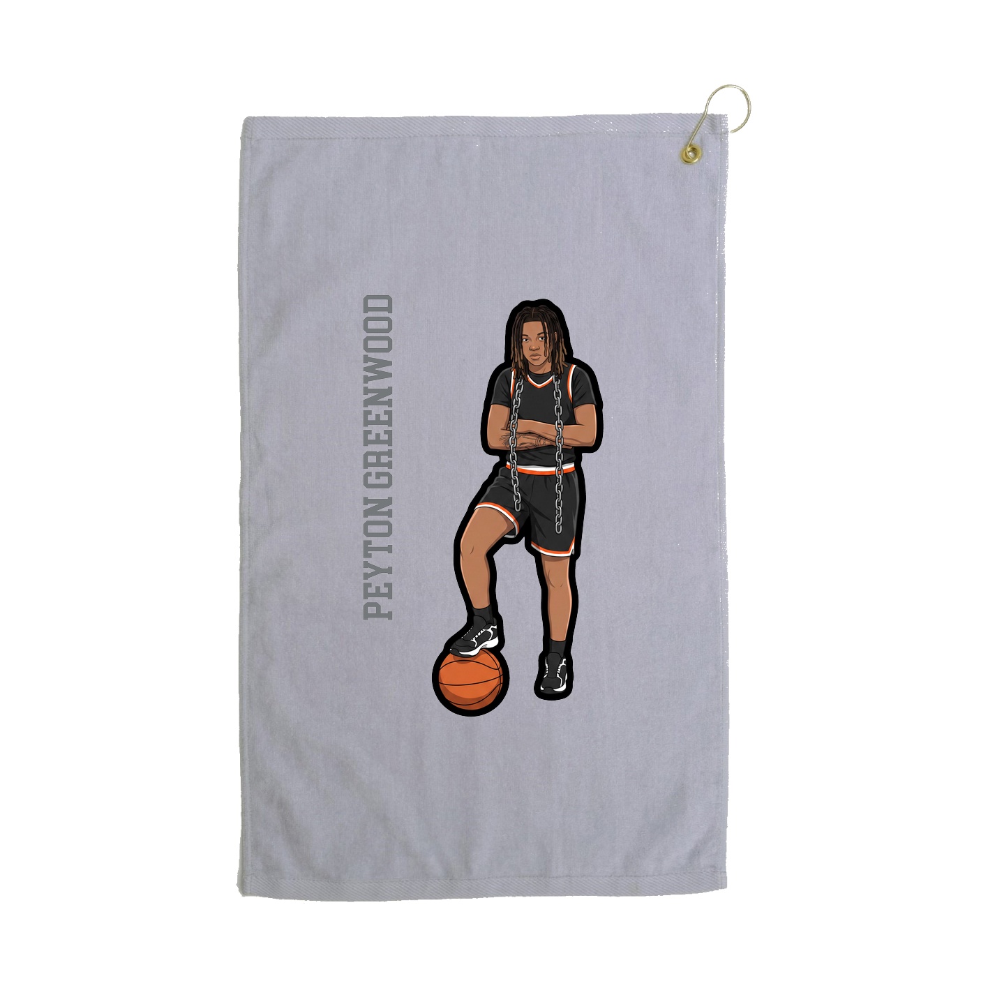 Golf Towel — Name Vertical in Grey