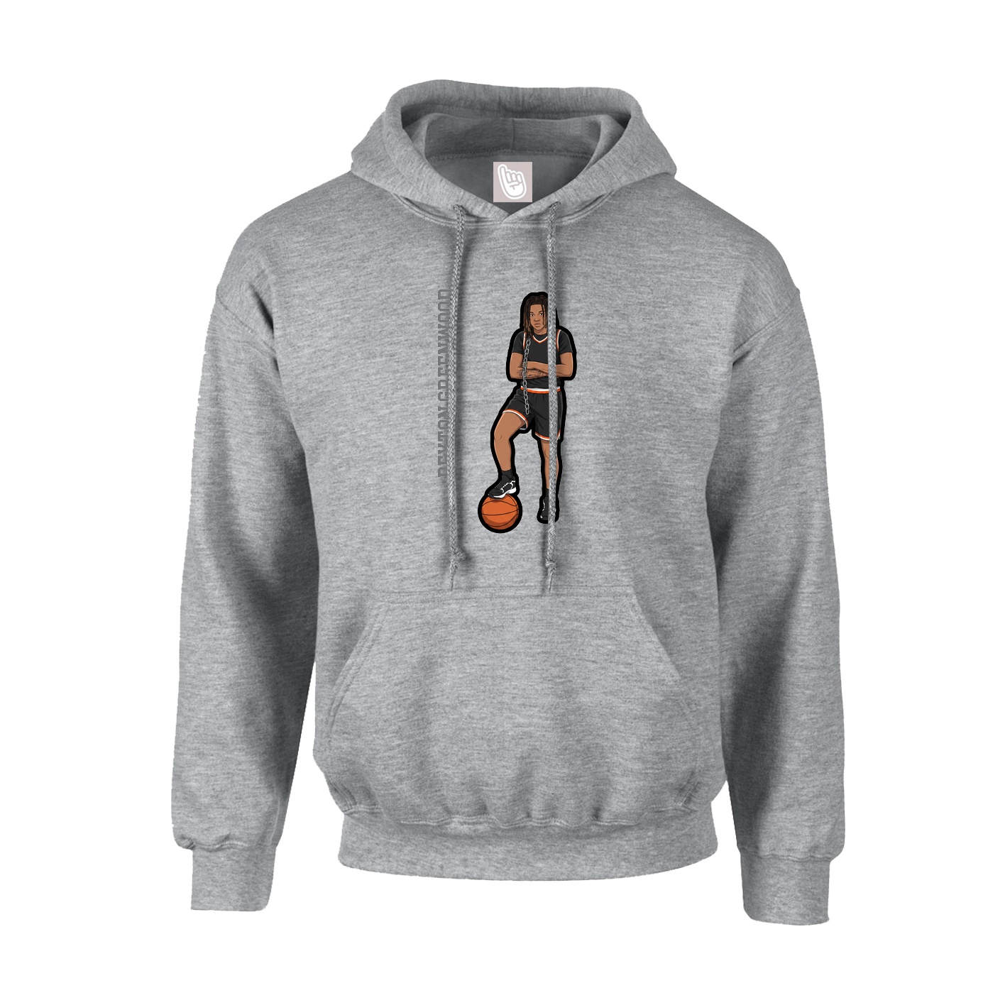 Hoodie — Name Vertical in Grey