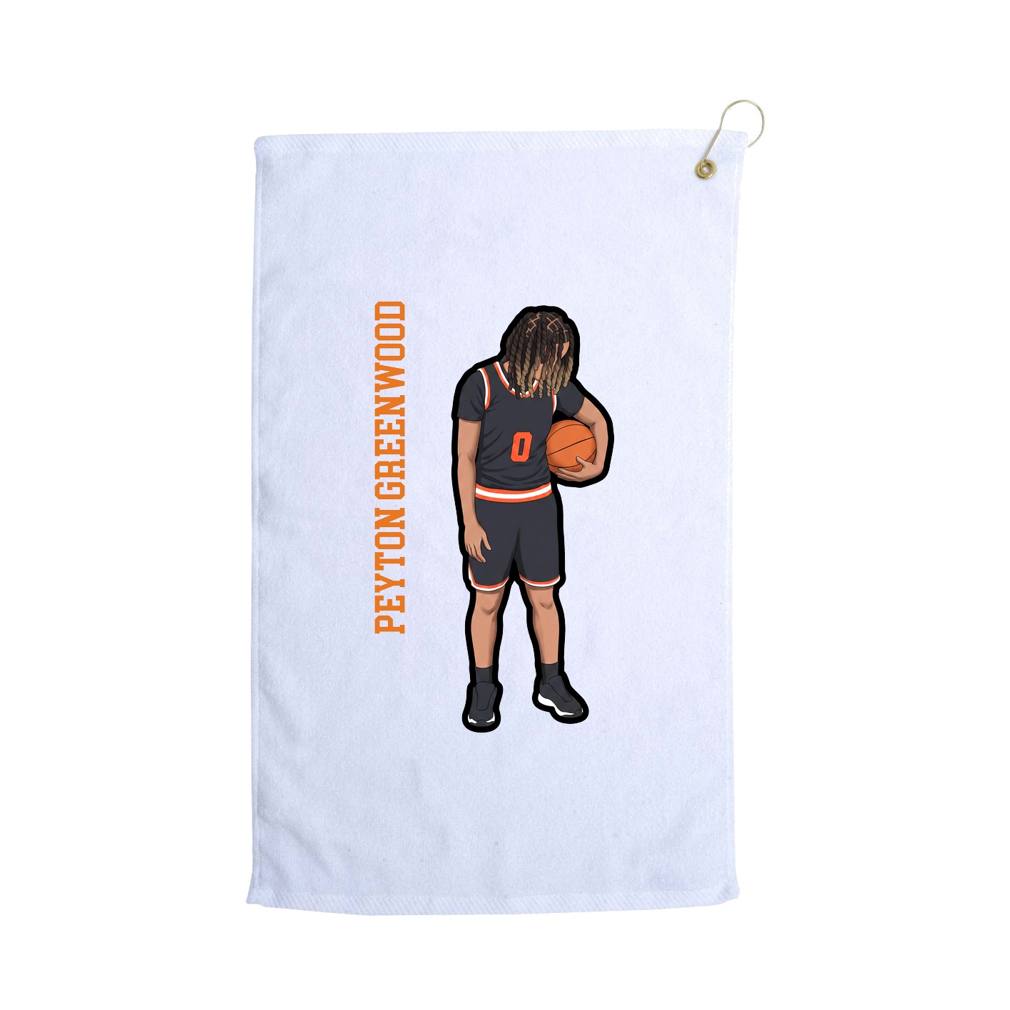 Golf Towel — Name Vertical in White