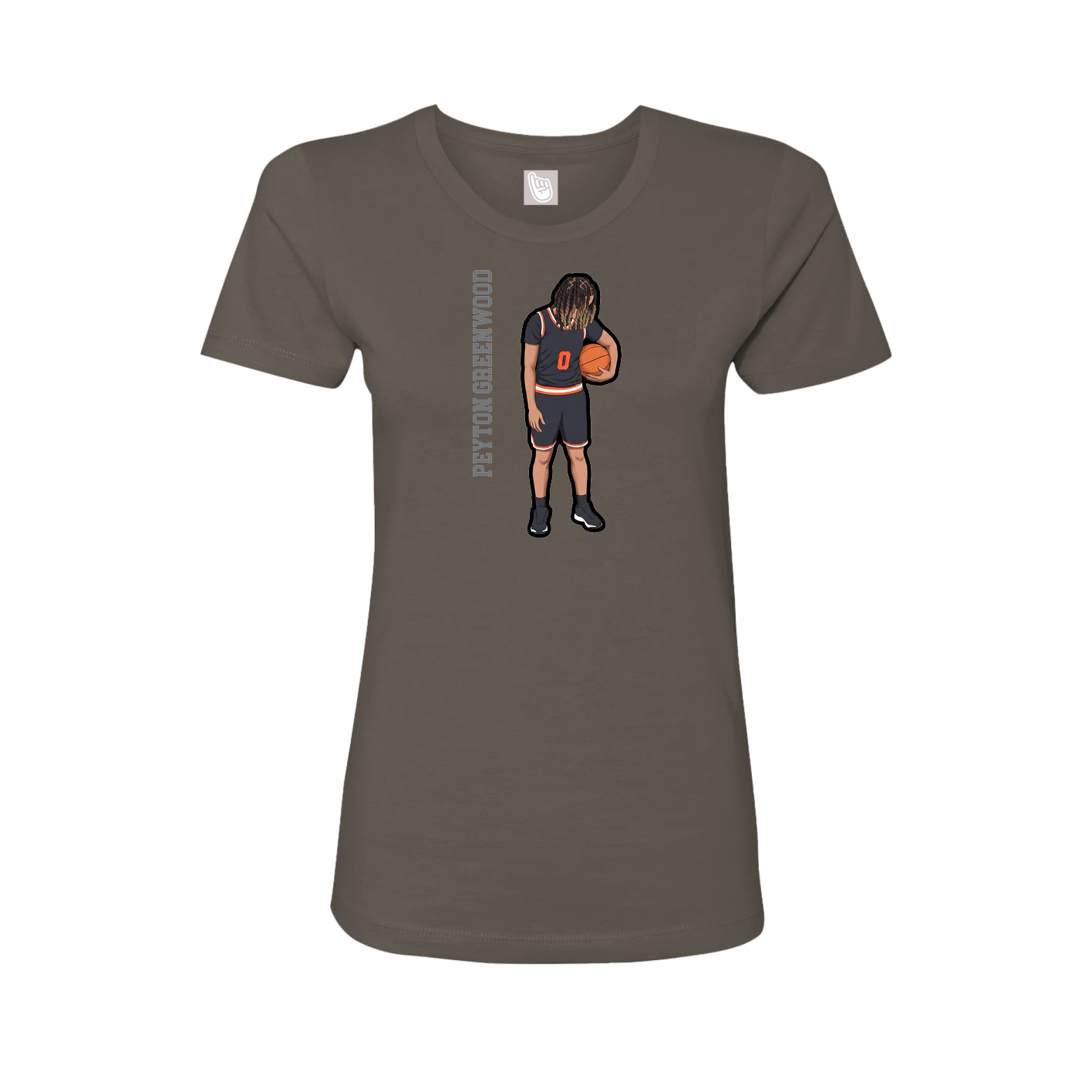 Womens Tee — Name Vertical in Grey