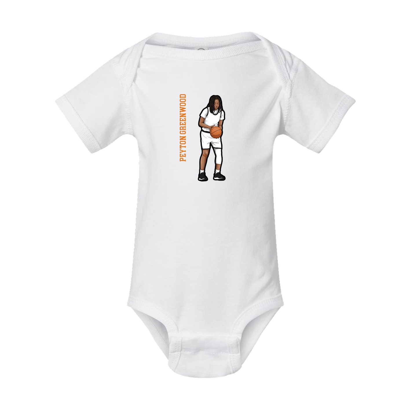 Baby Onesie — Name Vertical in White