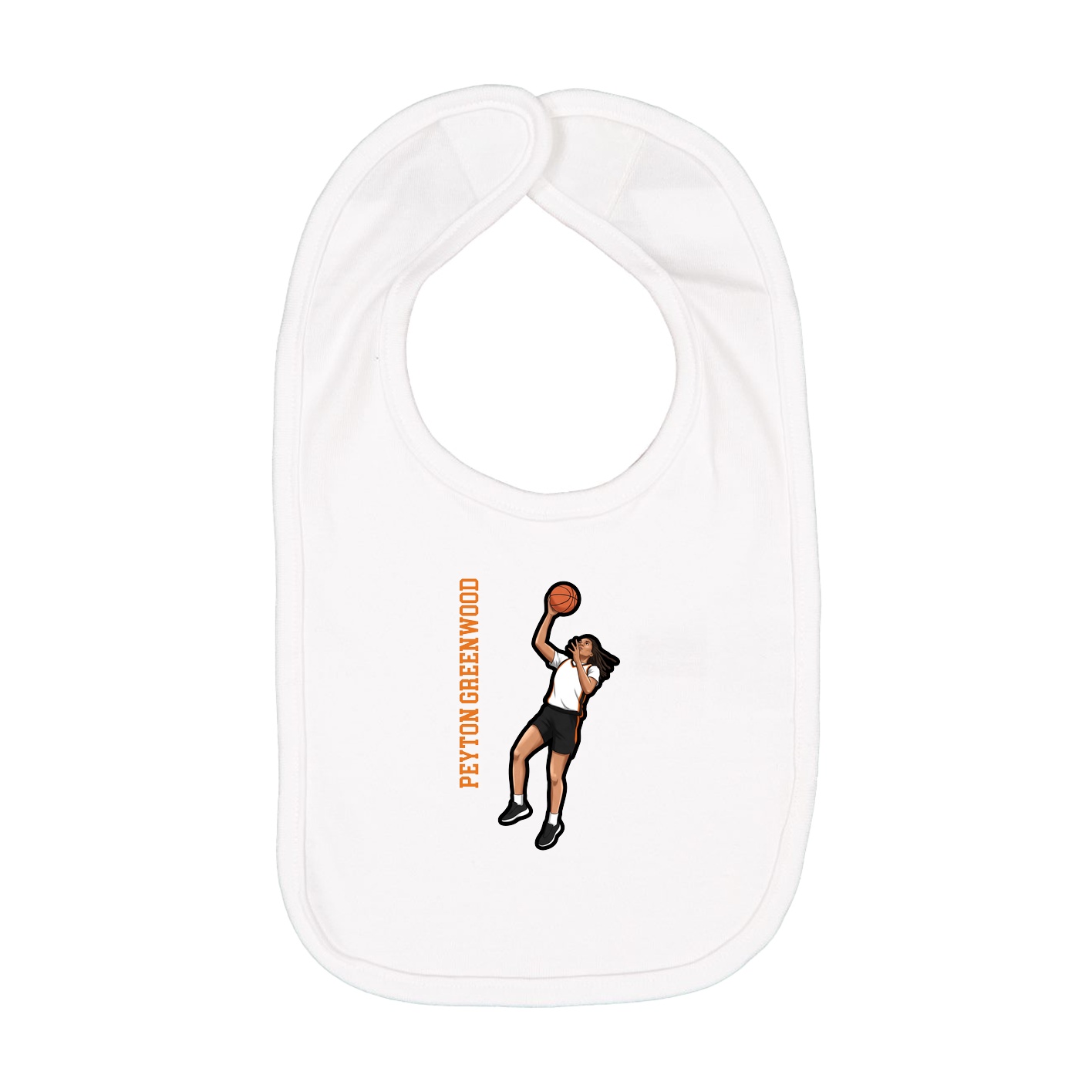 Infant Bib — Name Vertical in White