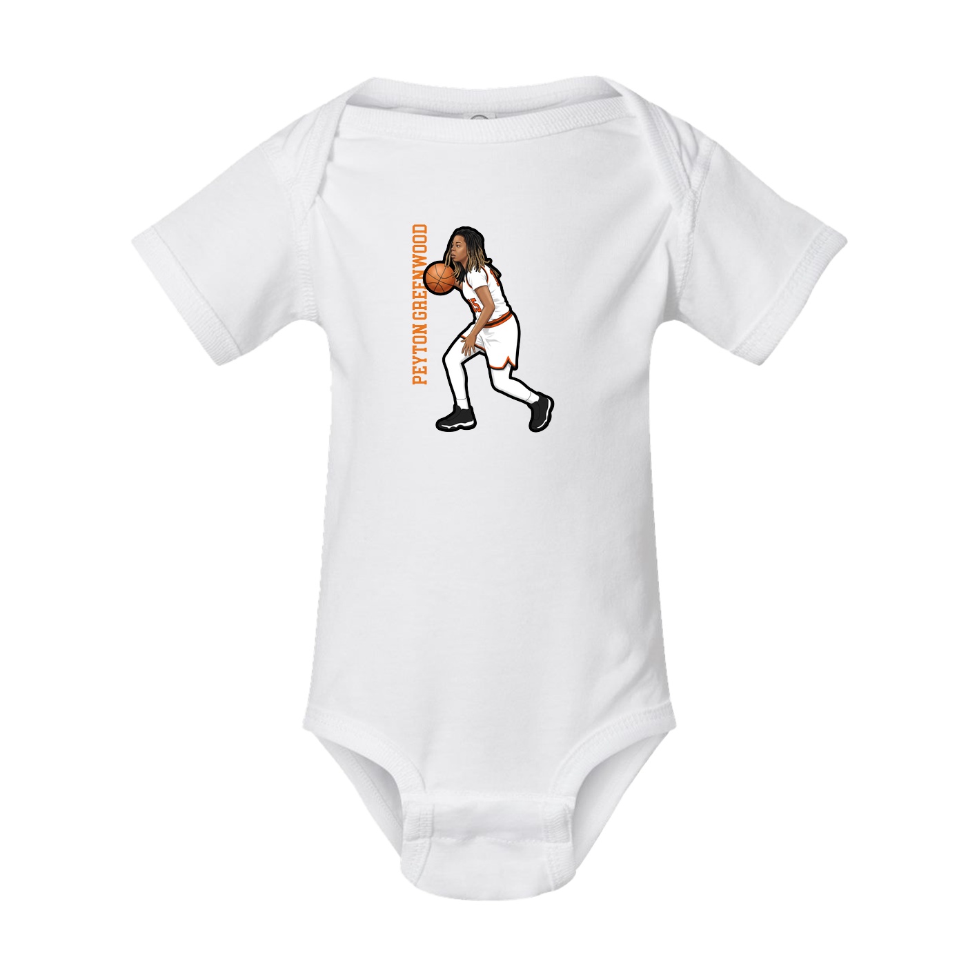 Baby Onesie — Name Vertical in White