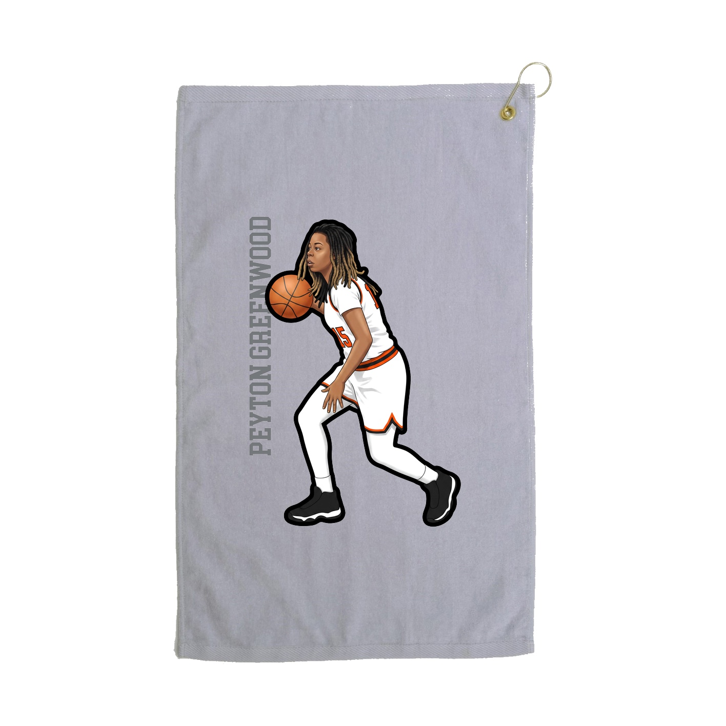 Golf Towel — Name Vertical in Grey