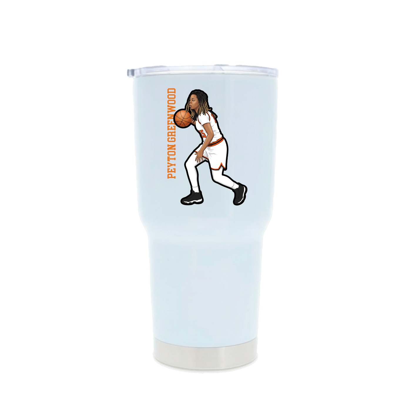 30oz Stainless Steel Tumbler — Name Vertical in White