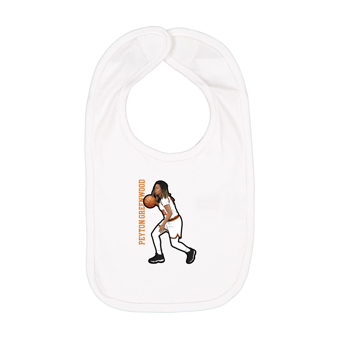 Infant Bib — Name Vertical in White