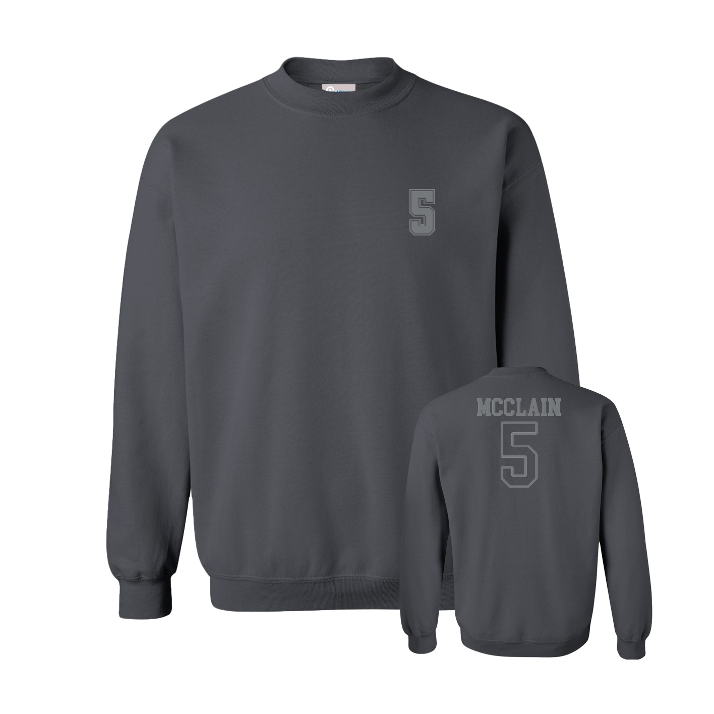 Fleece Crew — Chest Back in Grey